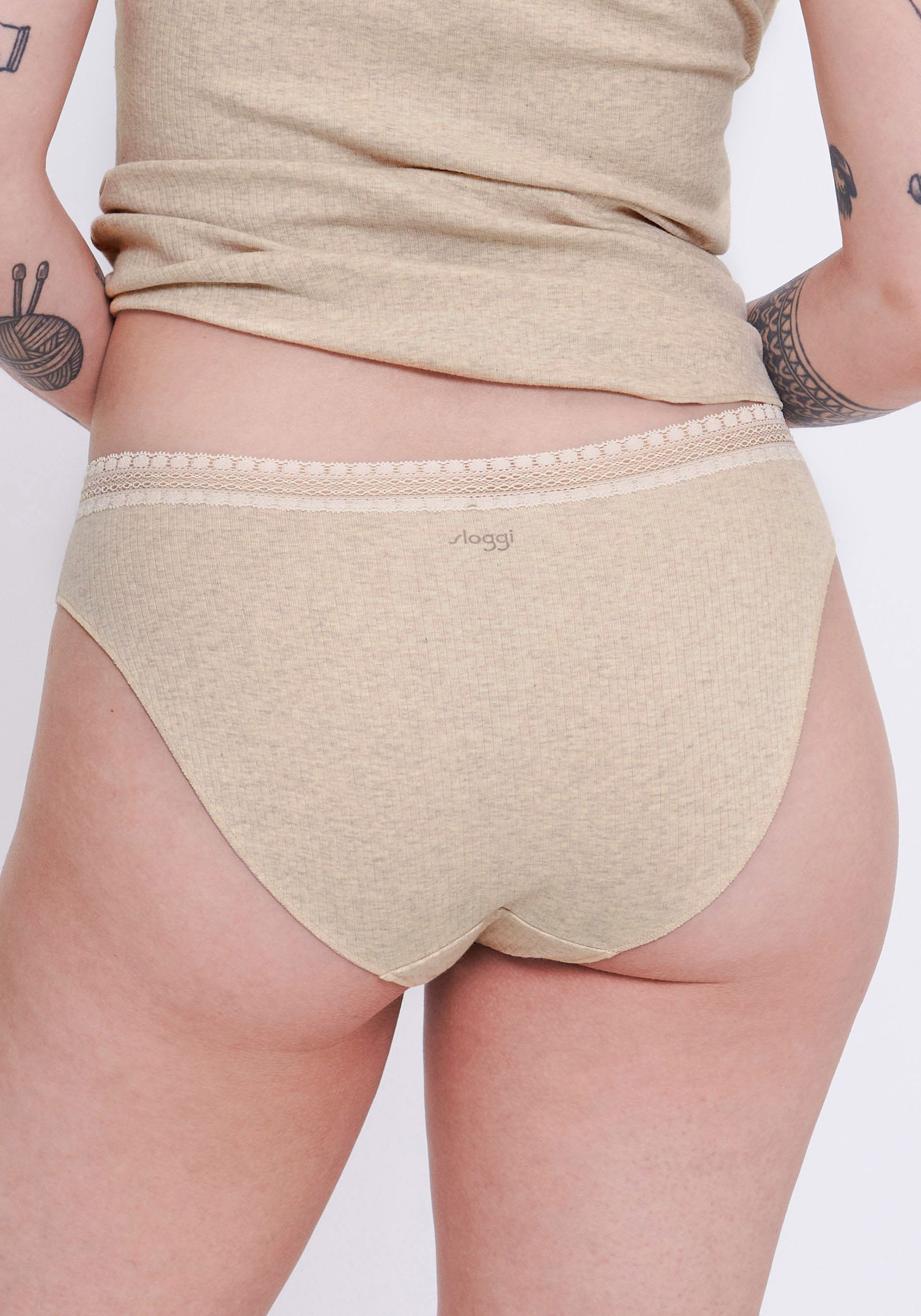 sloggi Slip »GO Ribbed R Tai C2P«, (2er Pack), weiche Rippware mit Spitzenbesatz