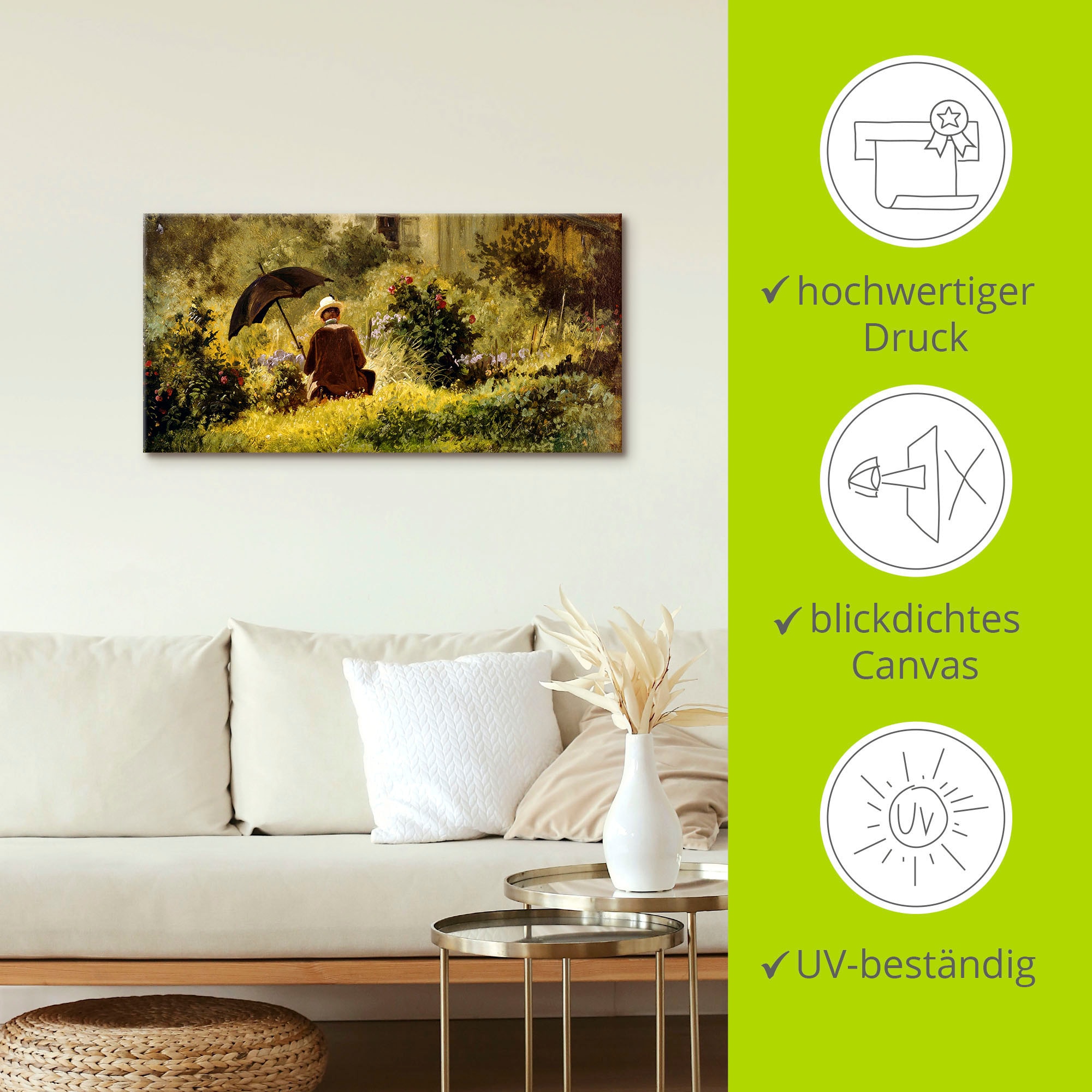 Artland Leinwandbild »Der Maler im Garten«, Mann, (1 St.), auf Keilrahmen gespannt