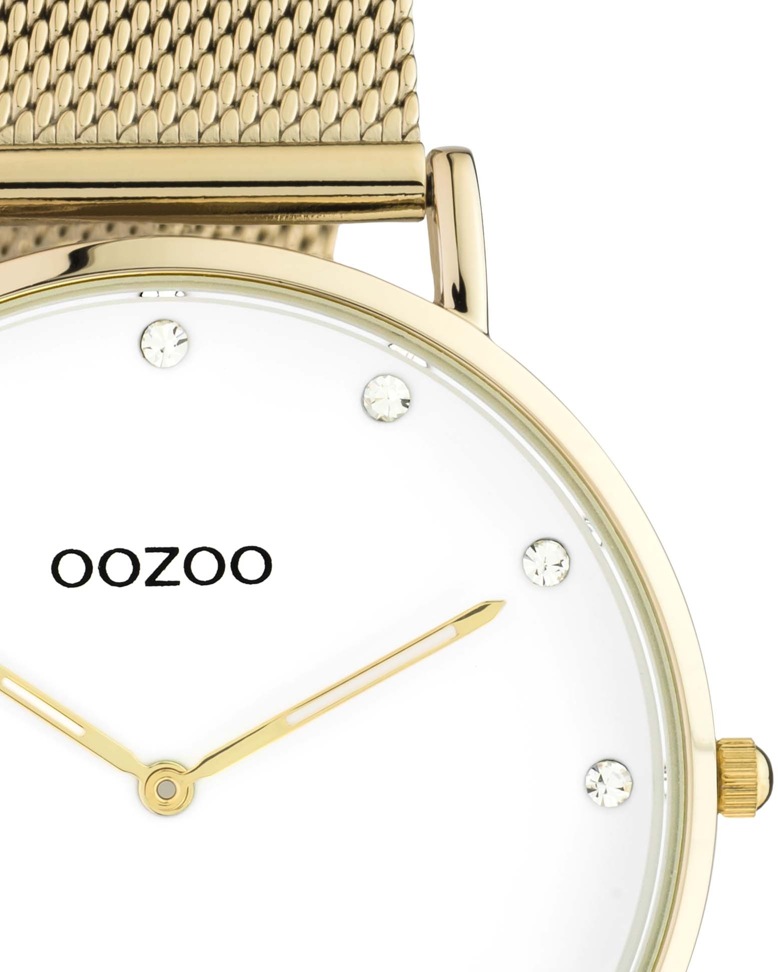 OOZOO Quarzuhr, Armbanduhr, Damenuhr, Edelstahlarmband, Zirkonia (synth.)