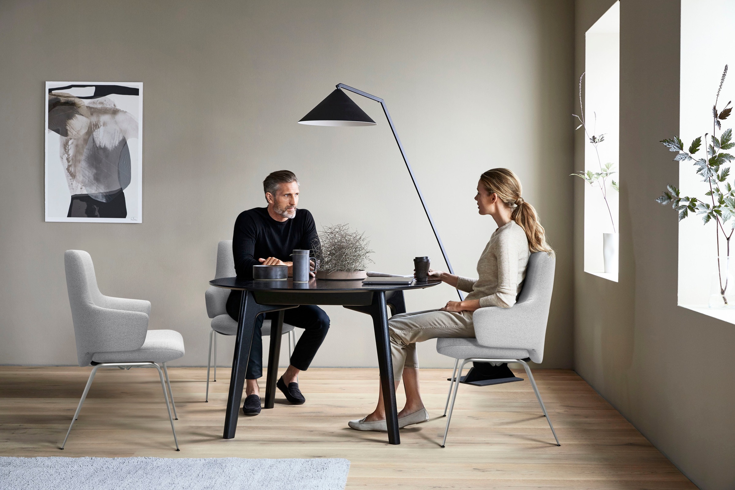 Stressless® Polsterstuhl »Laurel«, ROHLEDER Stoff Q2 FARON, Low Back mit Armlehne, Größe L, mit Beinen aus Stahl in Chrom matt