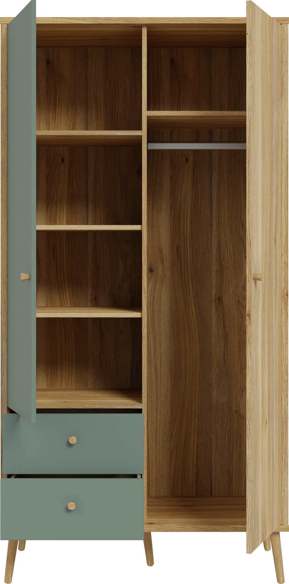 FORTE Kleiderschrank, (B/H/T ca. 94,5x185,6x52,2 cm), Salbei, Drehtürenschrank, Stauraum