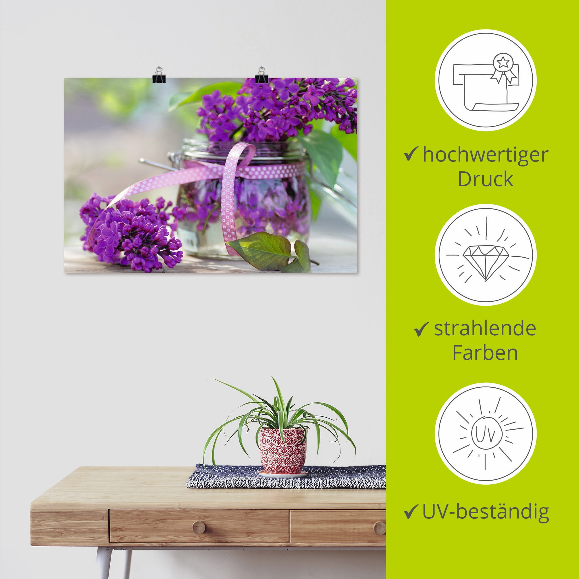 Artland Wandbild »Flieder Strauss«, Blumen, (1 St.), als Leinwandbild, Poster, Wandaufkleber in verschied. Größen