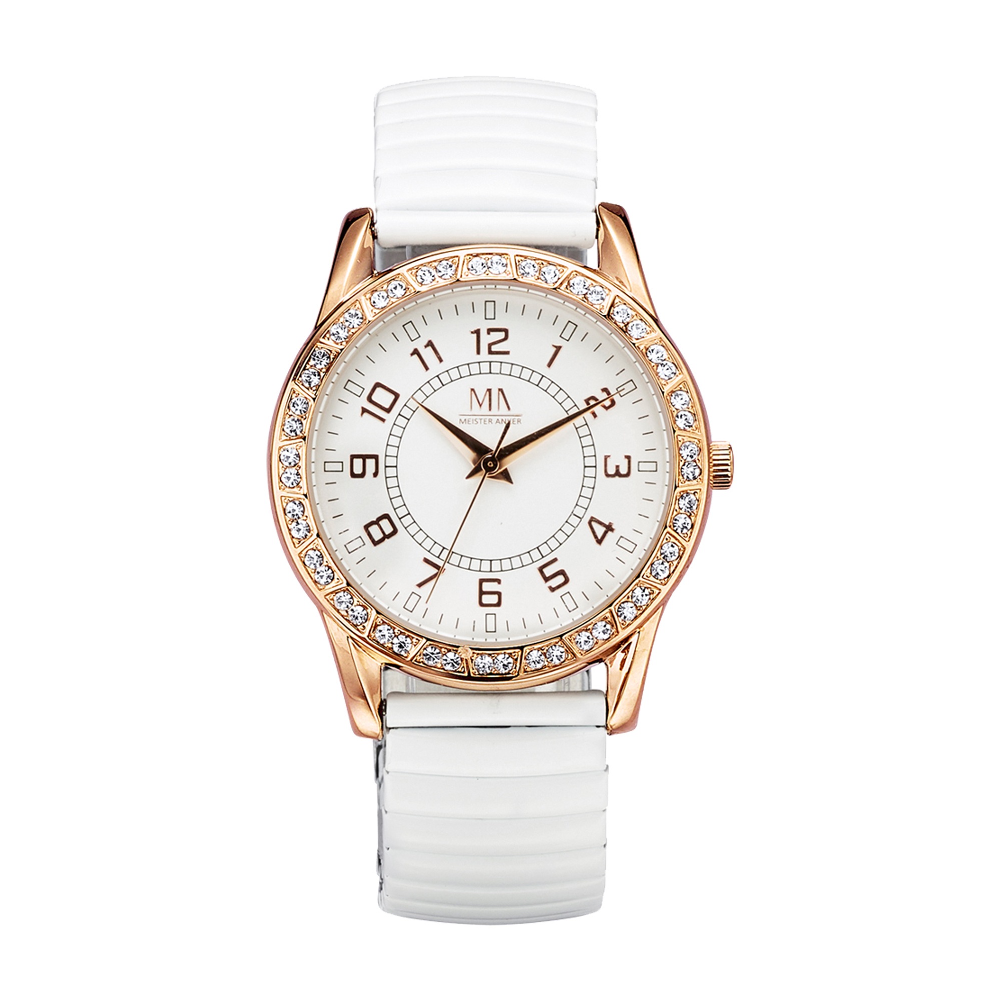 MEISTER ANKER Quarzuhr »Metall schwarz« mit Geschenketui weiß Sportlich-elegante Damenuhr