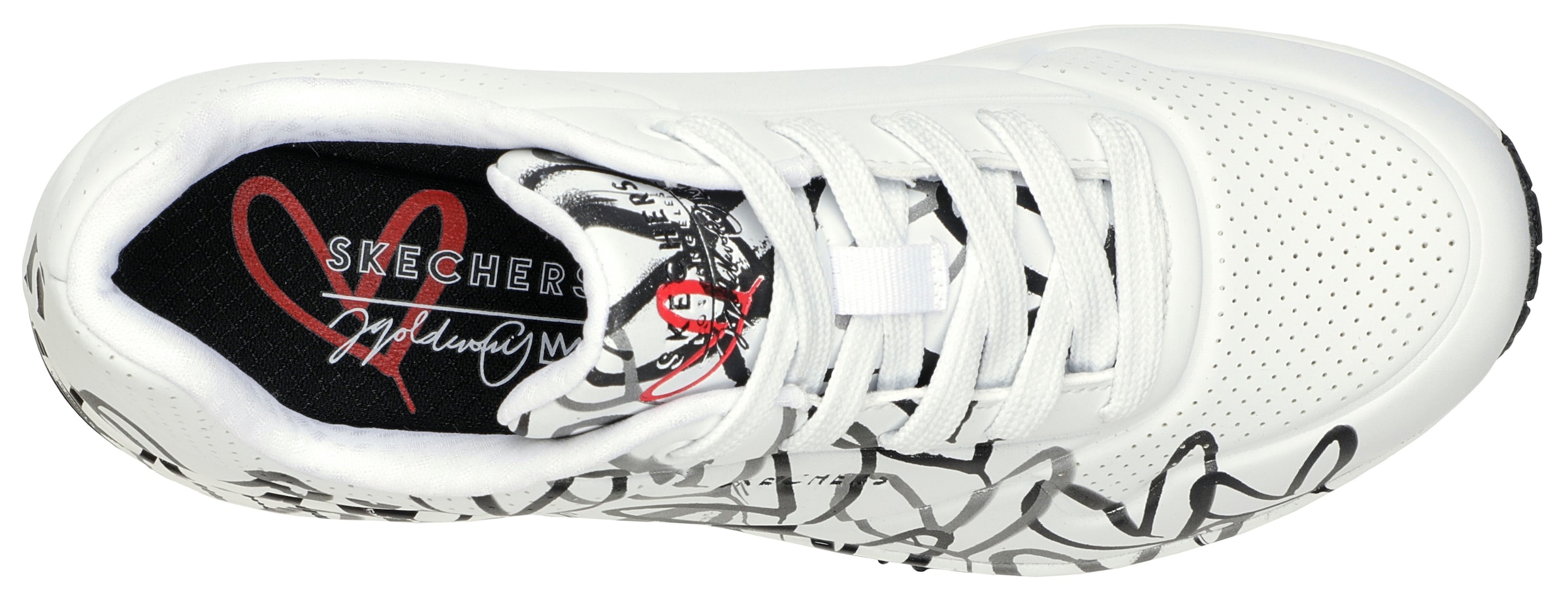 Skechers Wedgesneaker »UNO-SPREAD THE LOVE«, Freizeitschuh, Halbschuh, Schnürschuh mit coolem Graffiti-Print