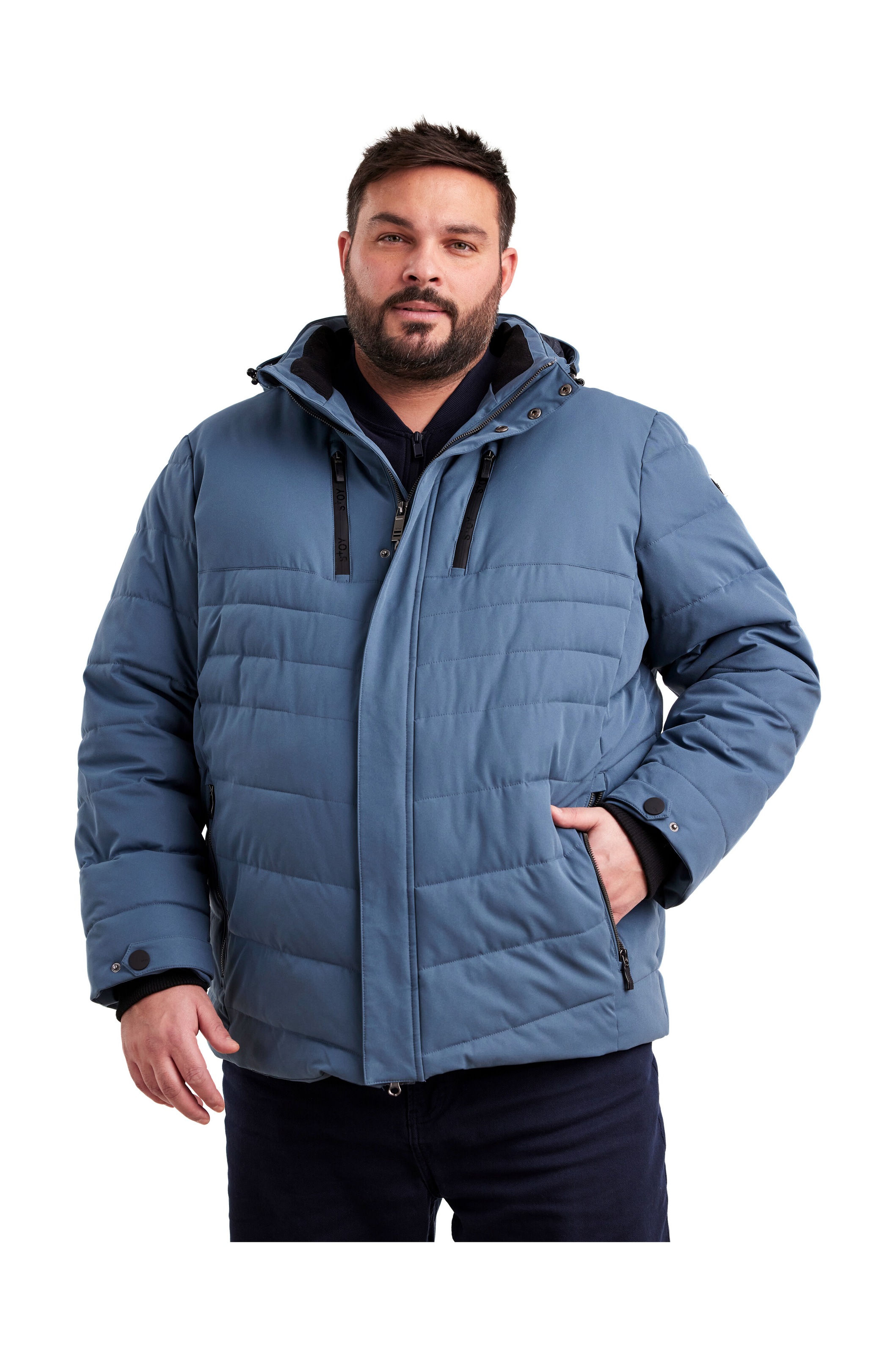 STOY Steppjacke »STW 6 MN QLTD JCKT« Atmungsaktive, wasserabweisende Steppjacke mit abnehmbarer Kapuze