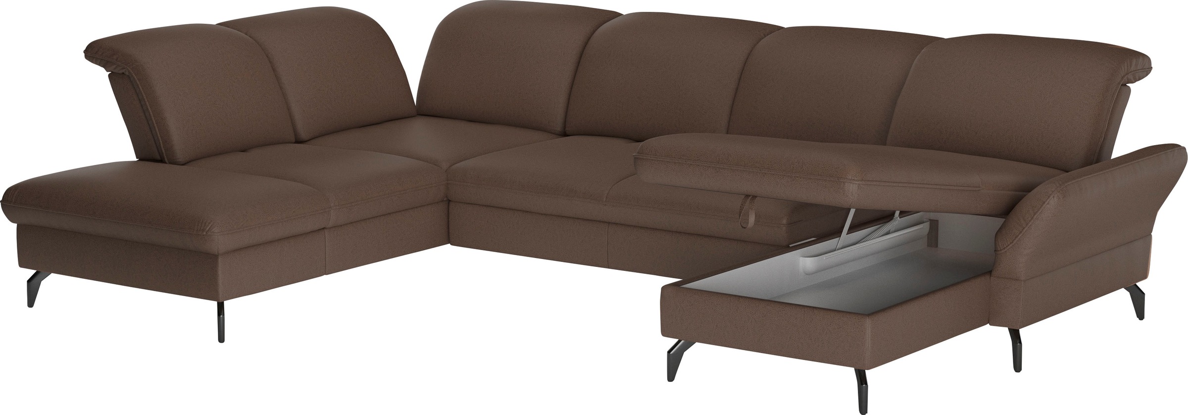 sit&more Wohnlandschaft »Leandro U-Form«, Wahlweise mit Bett-, Kopfteil - und Armlehnfunktion, sowie Bettkasten