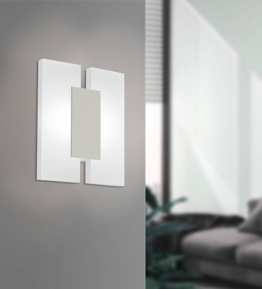 EGLO Deckenleuchte »METRASS 2 Wandleuchte, Wandbeleuchtung, Flurlampe, weiß, modern«, 2 flammig, Leuchtmittel LED-Board | LED fest integriert, Wohnzimmerlampe, satiniertes Kunststoff, schlicht, Alu, 20x17x5,5cm