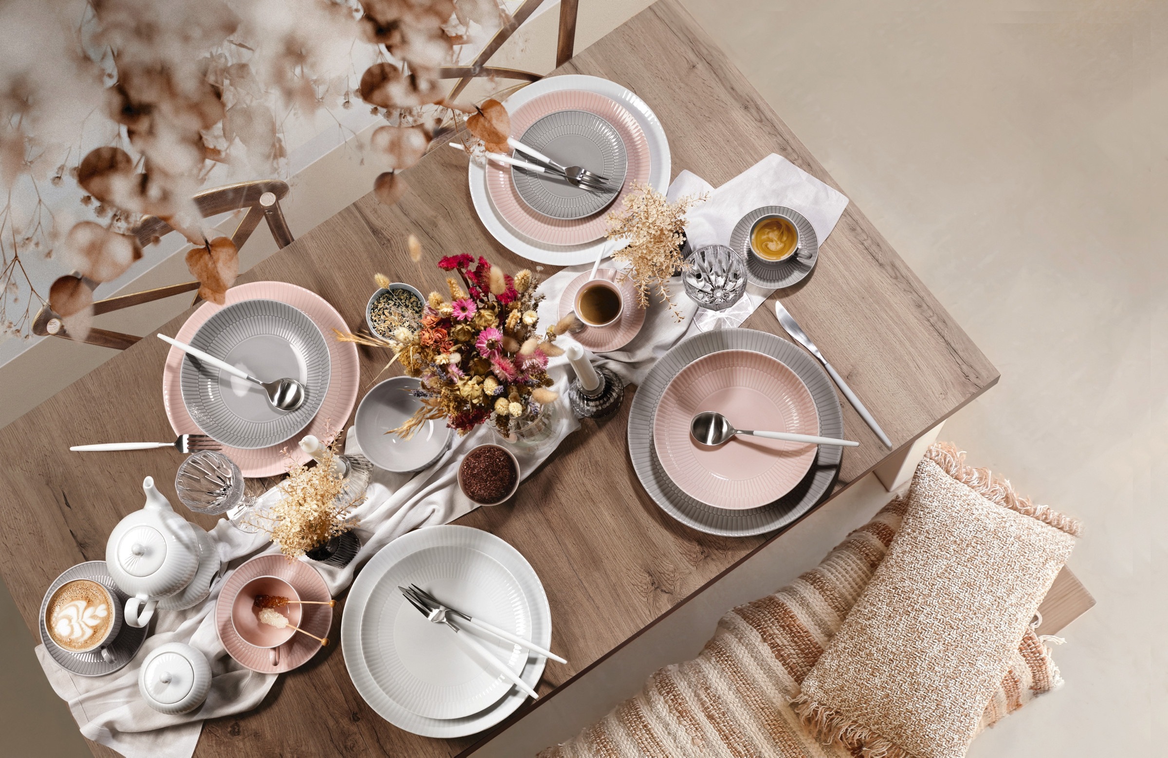 Seltmann Weiden Kombiservice »Geschirr-Set, 30 Teile, Amina«, (Set, 30 tlg., Je 6x Speise-, Frühstücks-,Suppenteller, Kaffeetasse& Kombi-Untertasse), Tassen, Untertassen, Teller, Made in Germany, 30 Teile, für 6 Personen