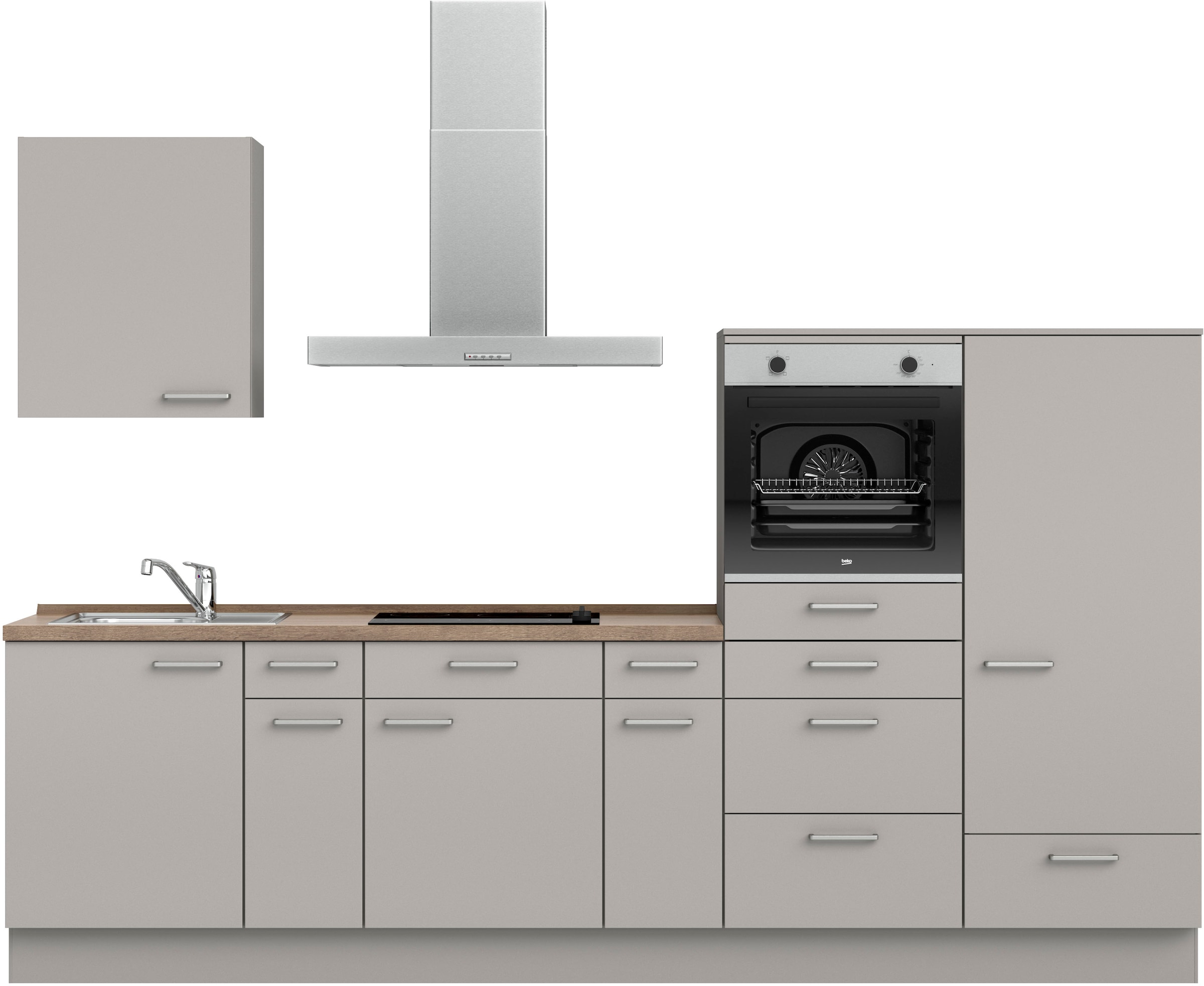 nobilia® Küchenzeile »"Touch I", NEU: individuell anpassbar mit gratis Profi-Beratung« vormontiert, Breite 300 cm, Ausrichtung wählbar, wahlw. mit E-Geräten