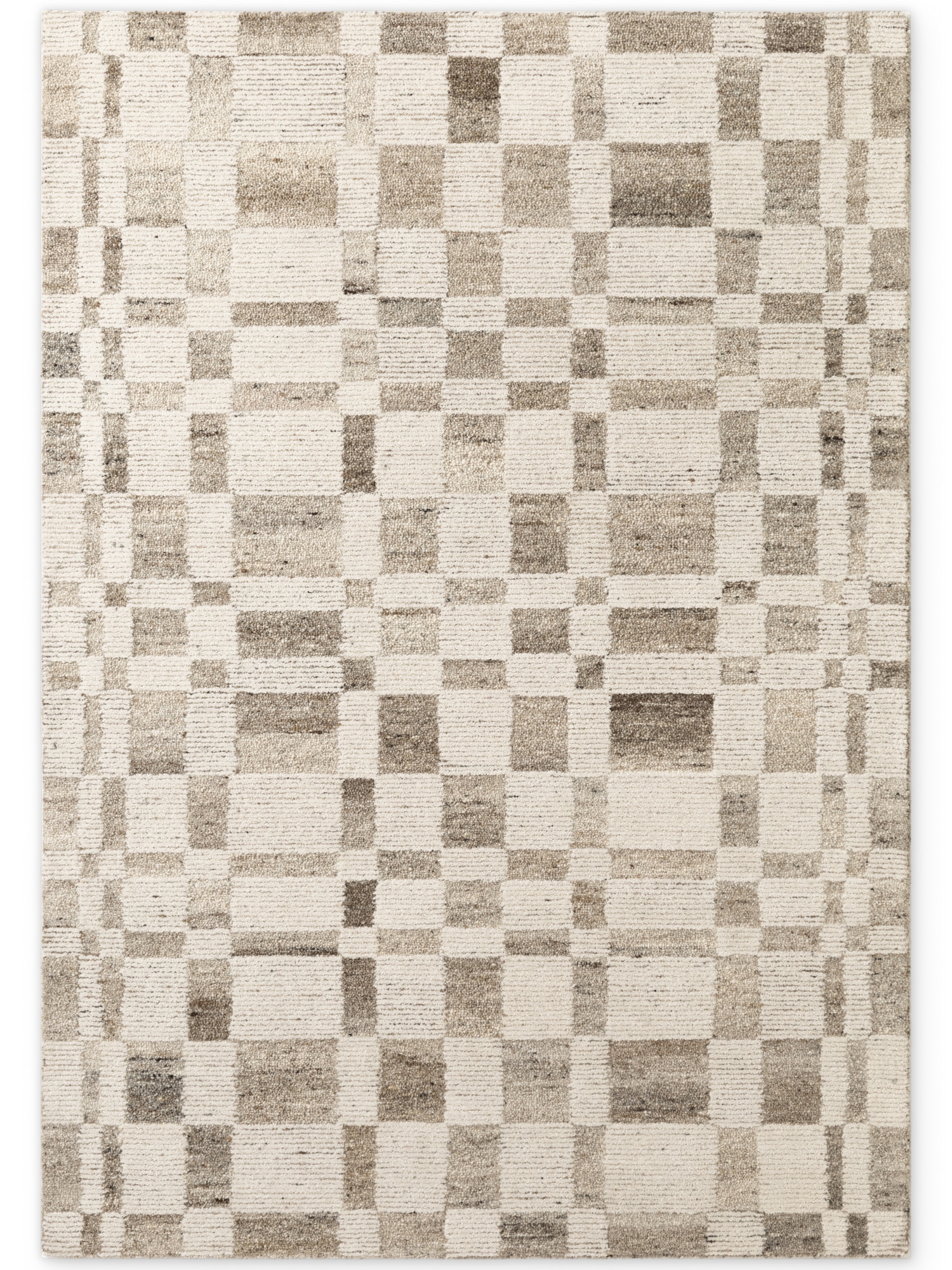 vikosa Wollteppich »Structa« rechteckig 15 mm Höhe Handgemacht, Grafisch, Karo, Natur, Wolle, Wohnzimmer,Schlafzimmer