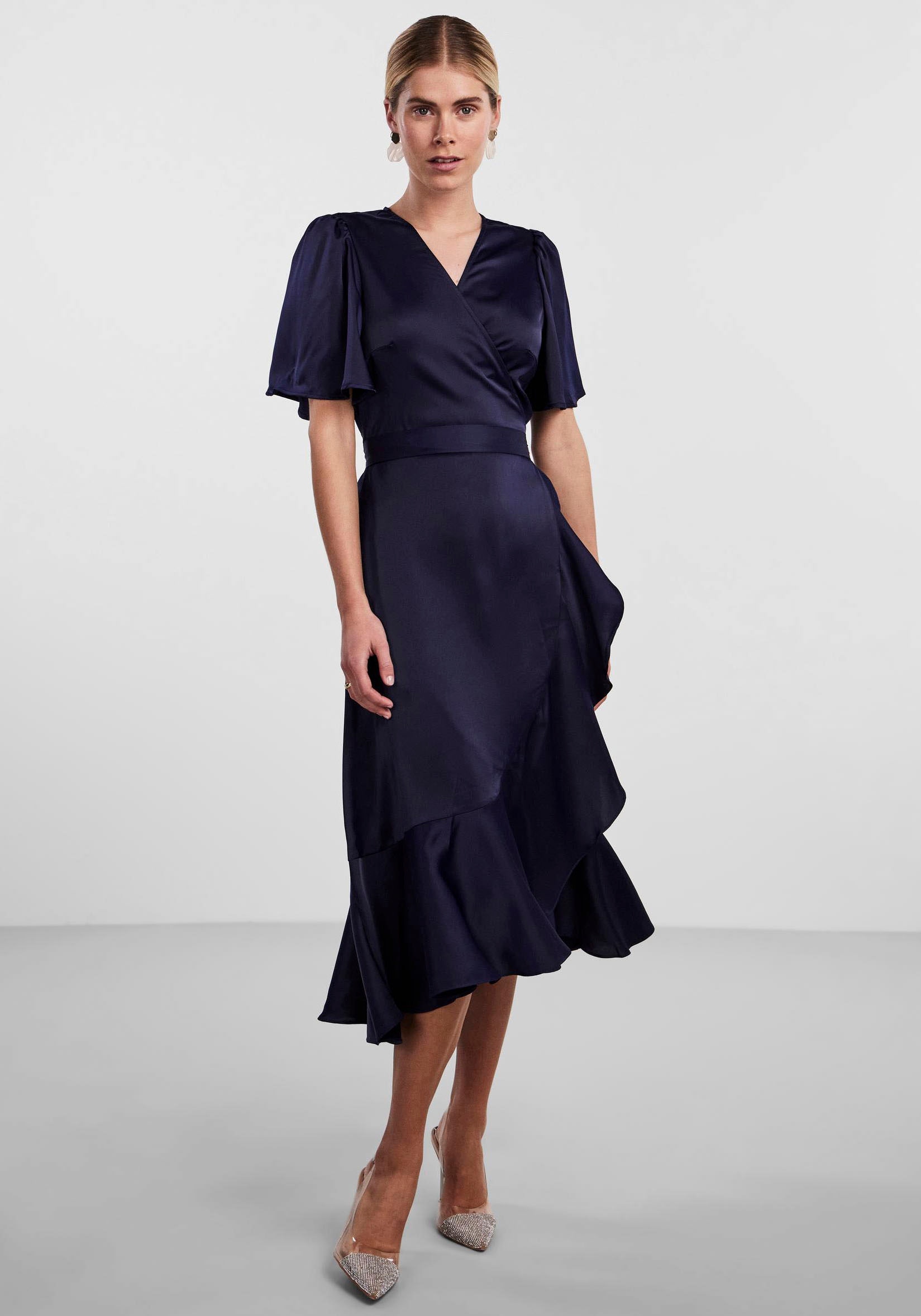 Y.A.S Wickelkleid »YASTHEA 2/4 MIDI WRAP DRESS S. NOOS«, mit Volant