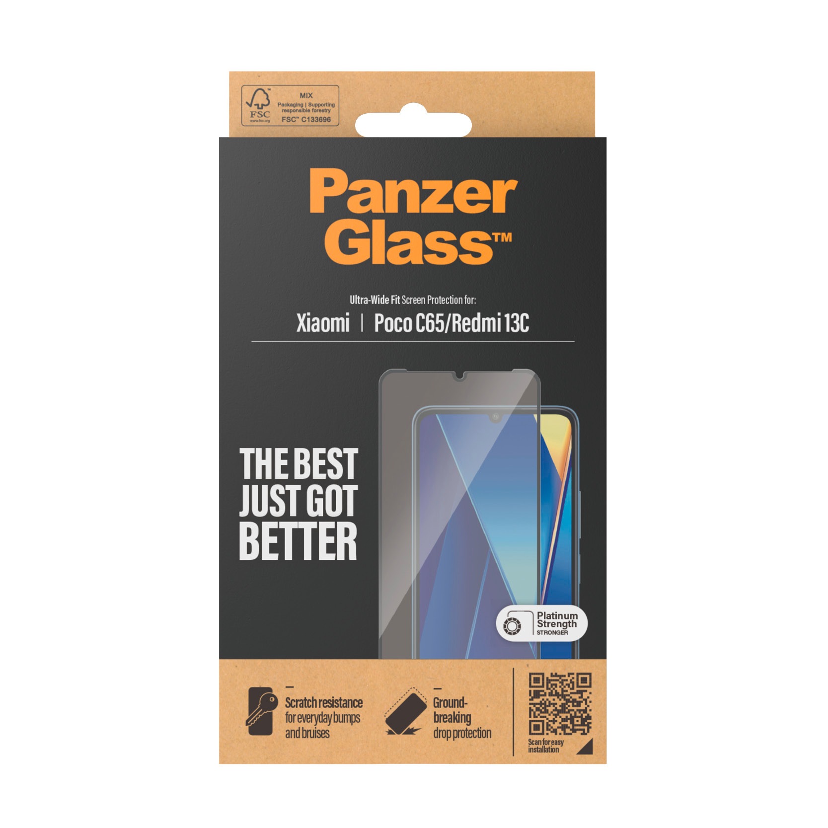 4. Bild von PanzerGlass Displayschutzglas »Screen Protector Ultra Wide Fit«, für Xiaomi Redmi 13C, (1 St.), Bildschirmschutz, Displayschutzfolie,Einfach anbringen,kratz-&stoßfest