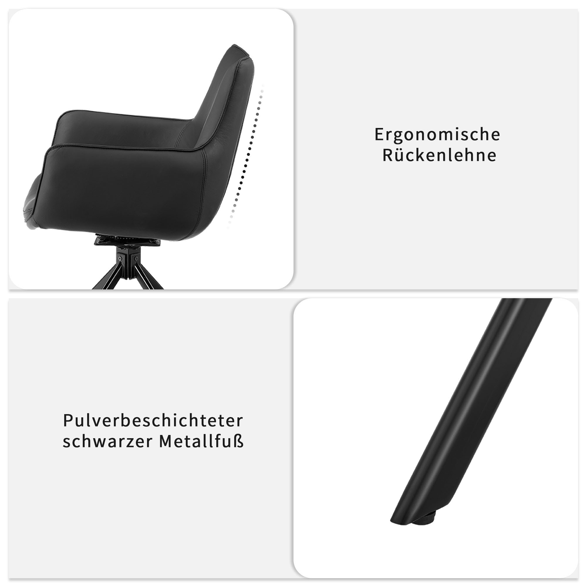 OTTO home Drehstuhl (Set) 2 Stk.Naturleder Bezug, 360° drehbares Gestell aus Eisen