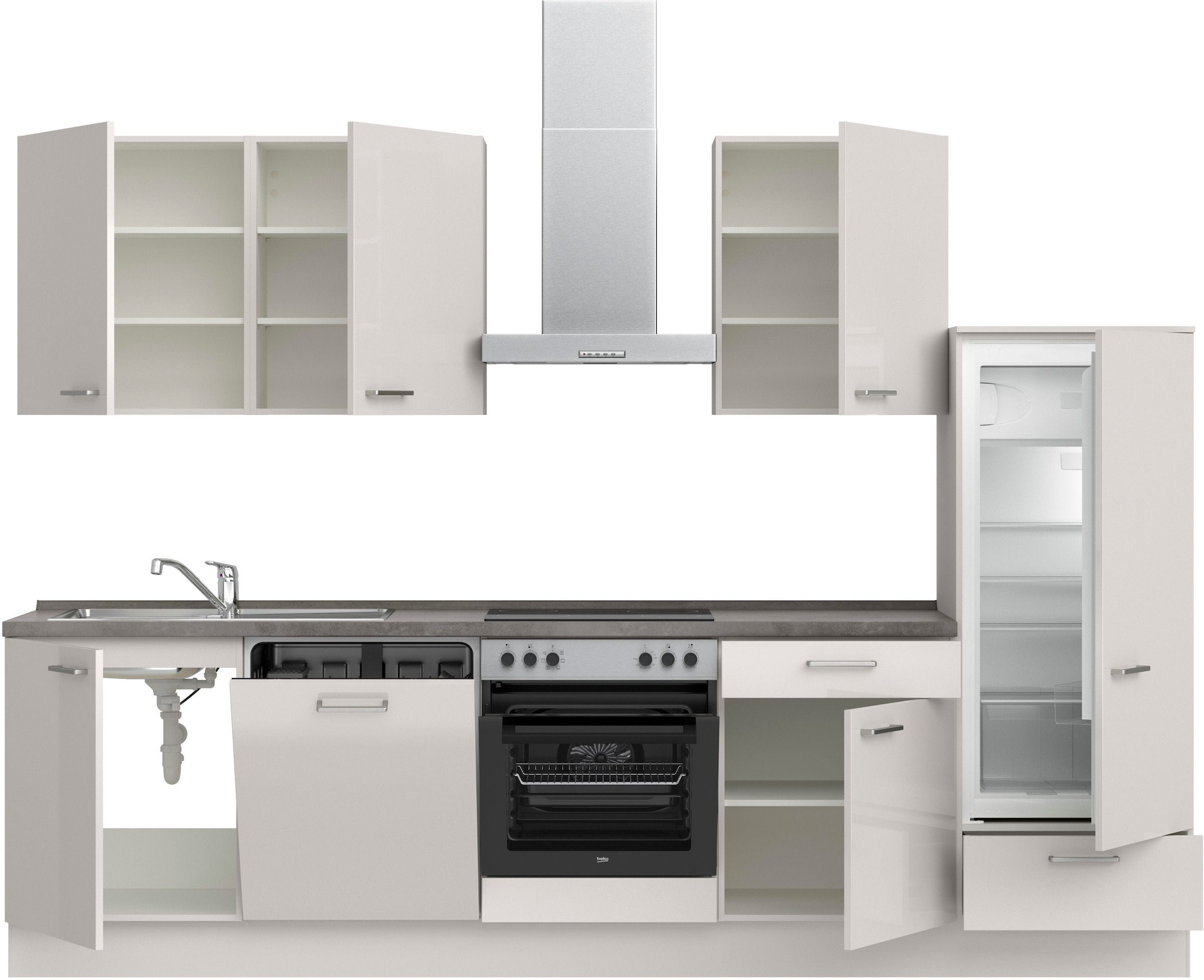 nobilia® Küchenzeile »"Flash I"«, vormontiert, Ausrichtung wählbar, Breite 300 cm, wahlw. mit E-Geräten