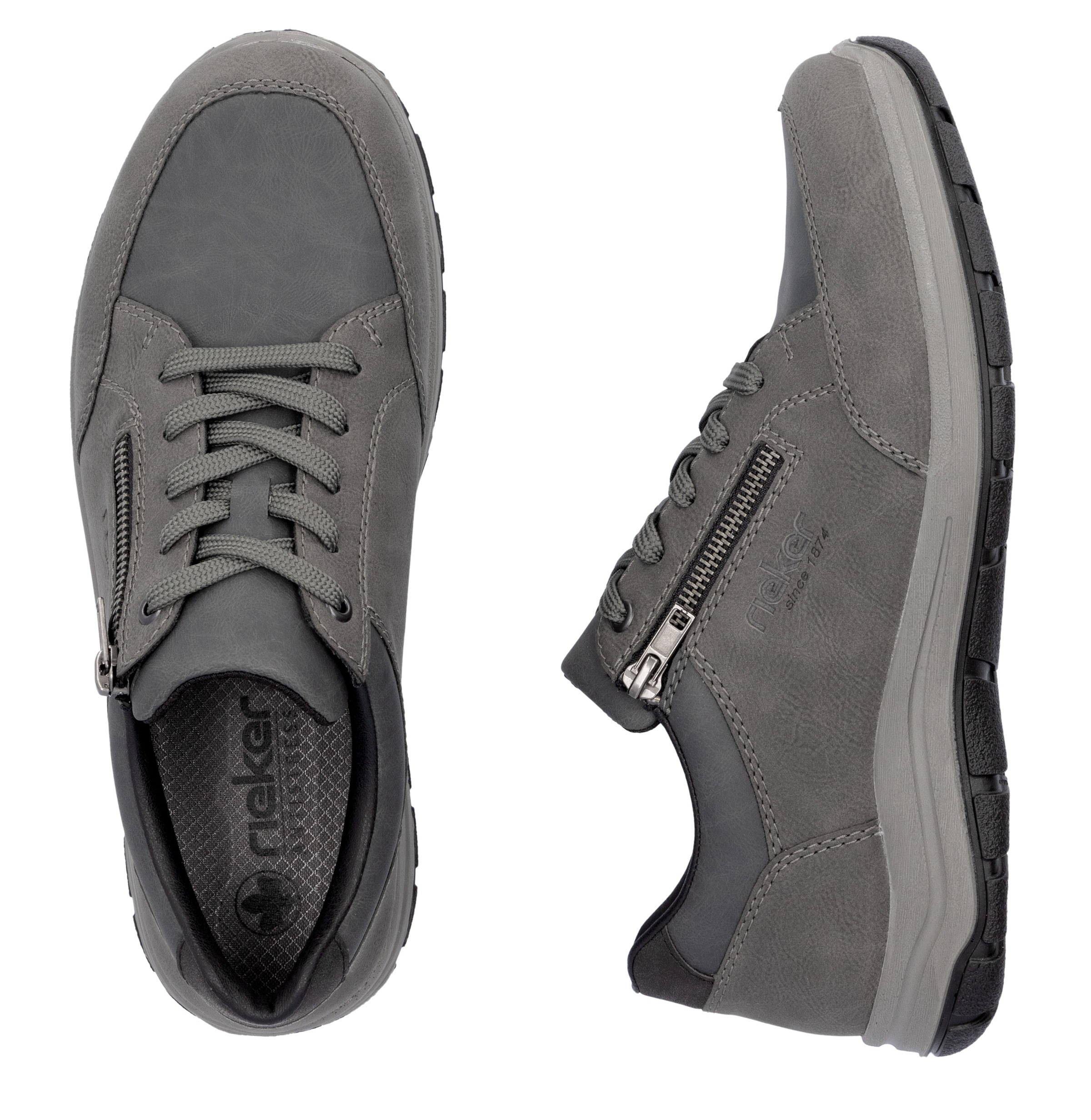 Rieker Sneaker, Freizeitschuh, Halbschuh, Schnürschuh mit gepolstertem Schaftrand