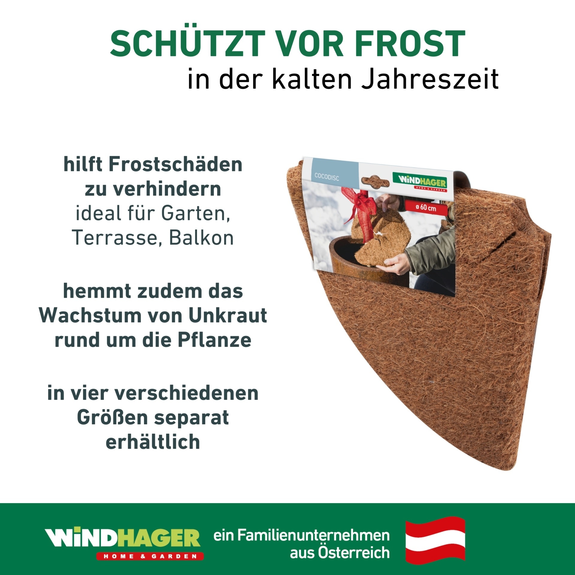 Windhager Winterschutzvlies »Cocodisc, Frostschutz Mulchscheibe für Pflanzen« 1 Stk. tlg. Kälteschutz aus Kokosfasern, erhältlich mit Ø 37 cm oder 60 cm