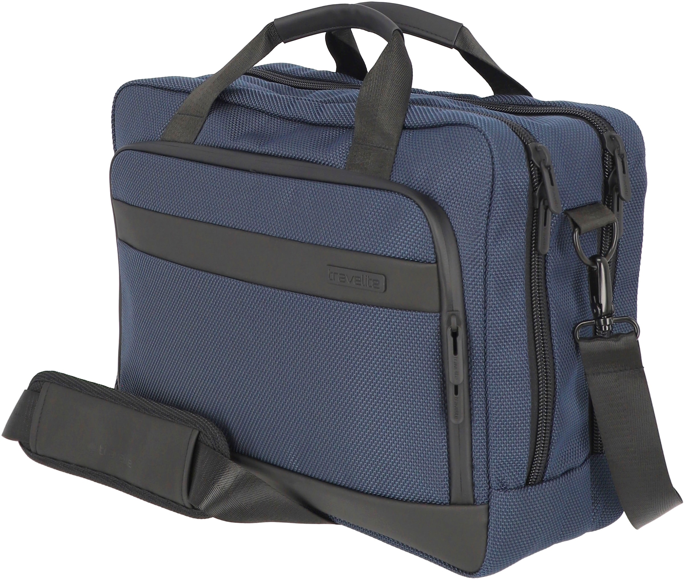travelite Laptoptasche »Meet, marine«, Arbeitstasche mit 15,6-Zoll Laptopfach und Trolley-Aufsteck-System