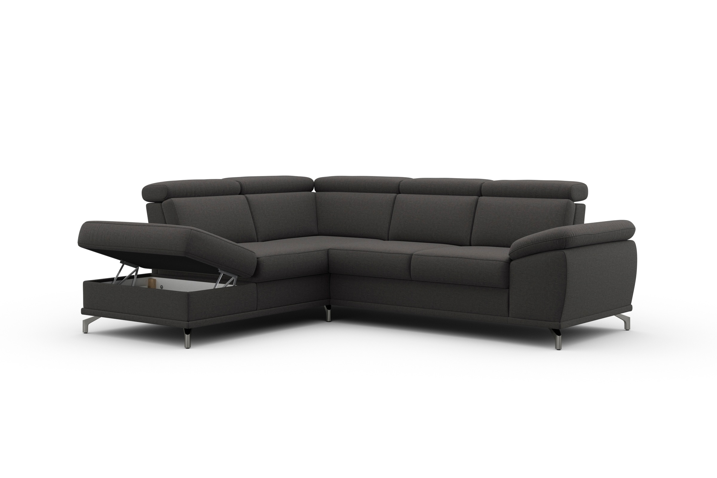 sit&more Ecksofa »Cabrio L-Form, mit Sitztiefenverstellung, Arm- und Kopfteilverstellung«, 3 Nierenkissen, Federkern, optional Bettfunktion und Stauraum