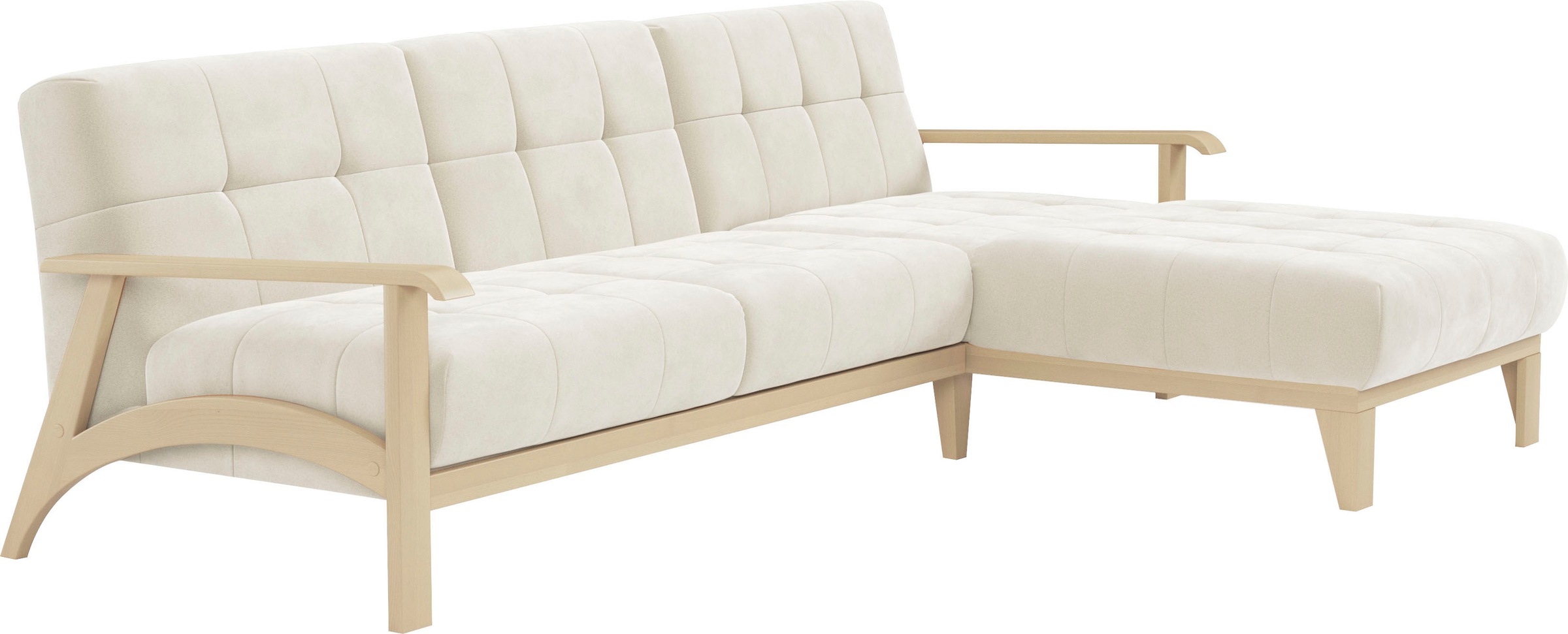 sit&more Ecksofa »Billund L-Form« Armlehnen aus Buchenholz in natur, verschiedene Bezüge und Farben