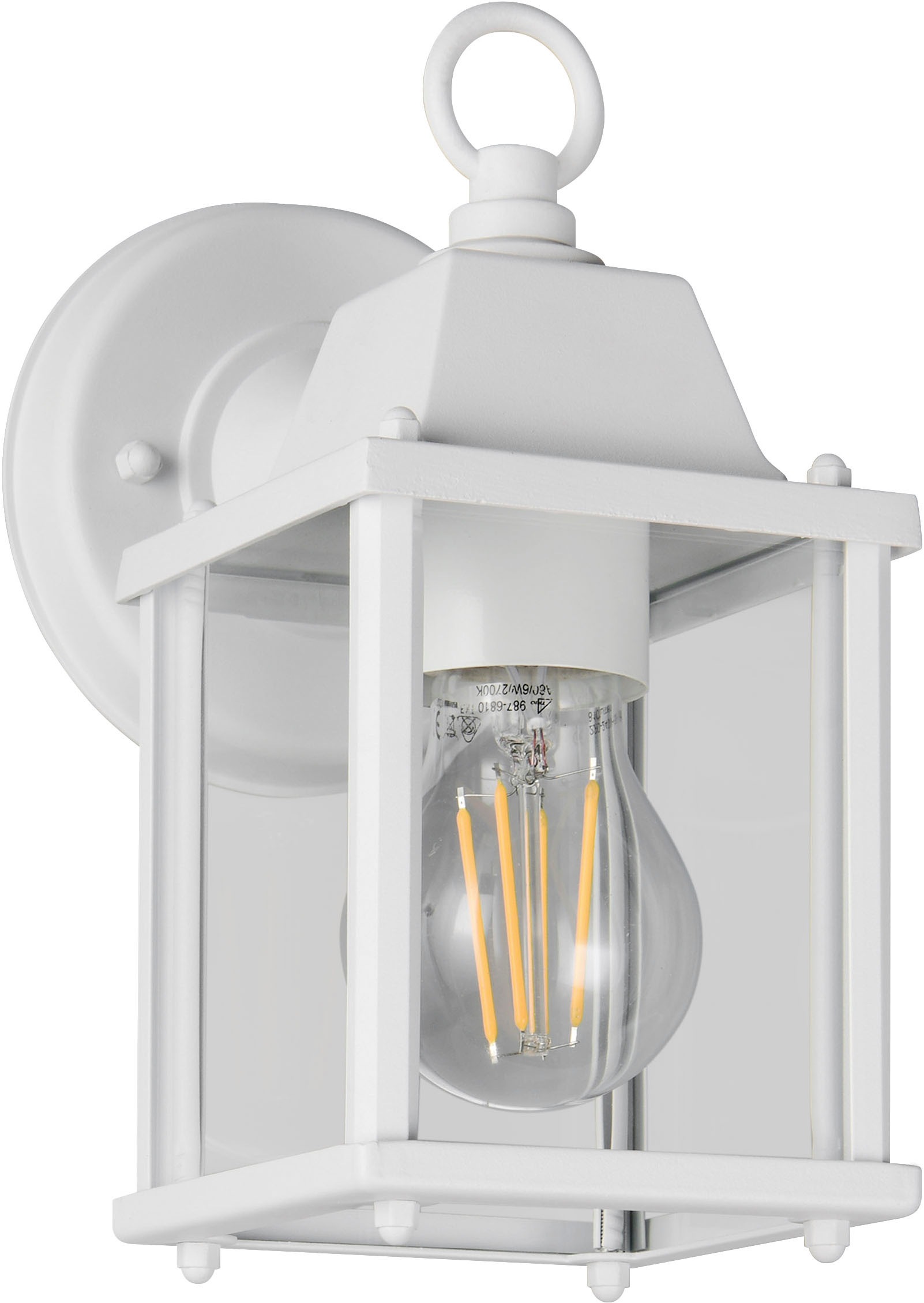 TRIO Leuchten Außen-Wandleuchte »MIRANDE, Hauswand Leuchte Laterne mit Glasschirm, exkl 1x E27 max 40W«, 1 flammig, Leuchtmittel E27 | Leuchtmittel wechselbar, IP23, Outdoor Wandlampe für wechselbare Leuchtmittel Höhe 23cm