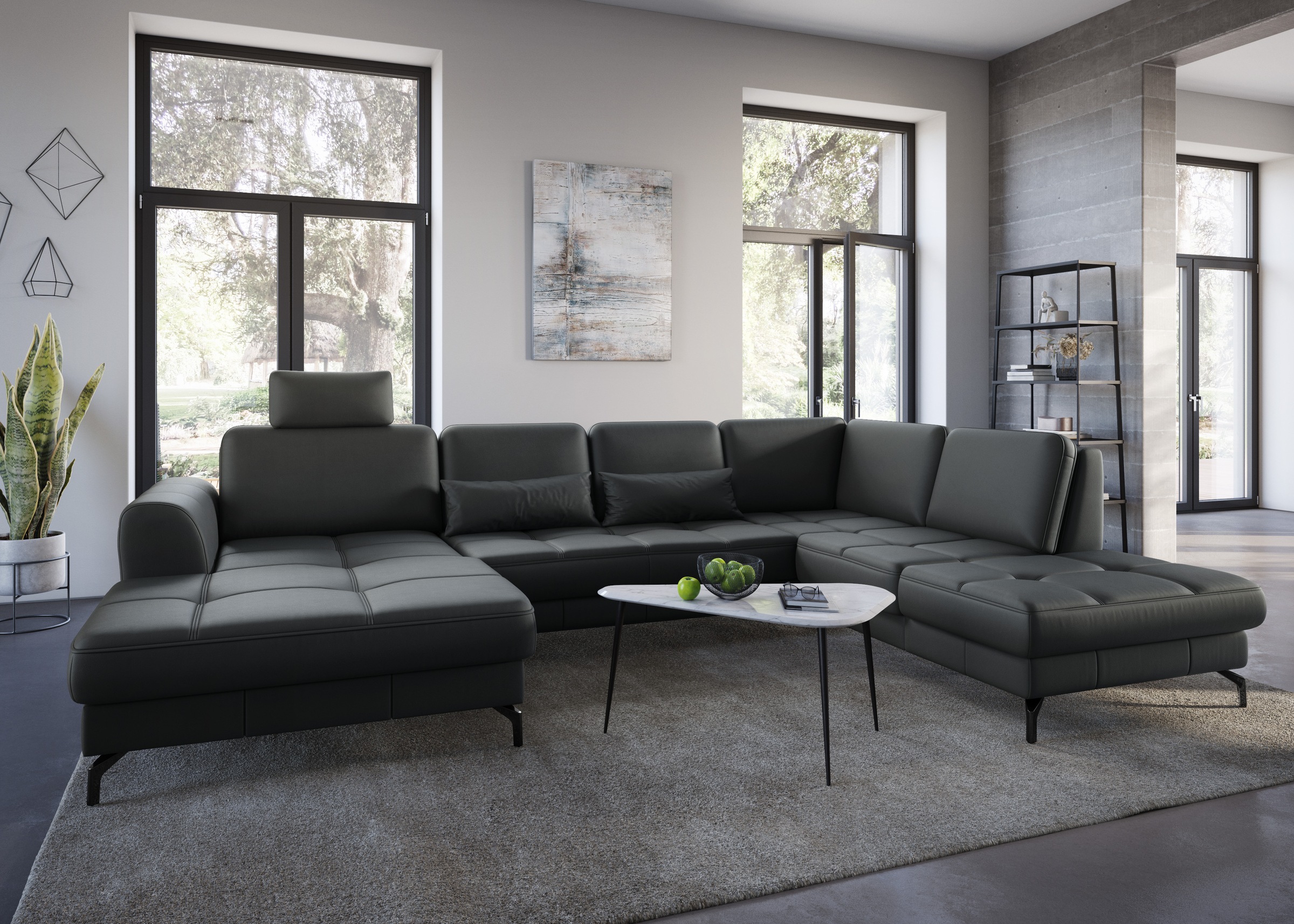 sit&more Wohnlandschaft »Bendigo U-Form«, inklusive Sitztiefenverstellung, Bodenfreiheit 12 cm, in 2 Fußfarben