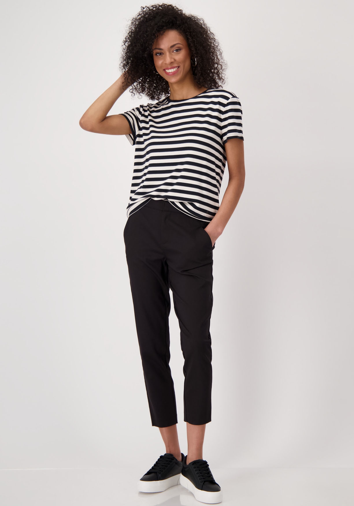 Monari T-Shirt »Shirt Ringel«, Mit Rundhalsausschnitt