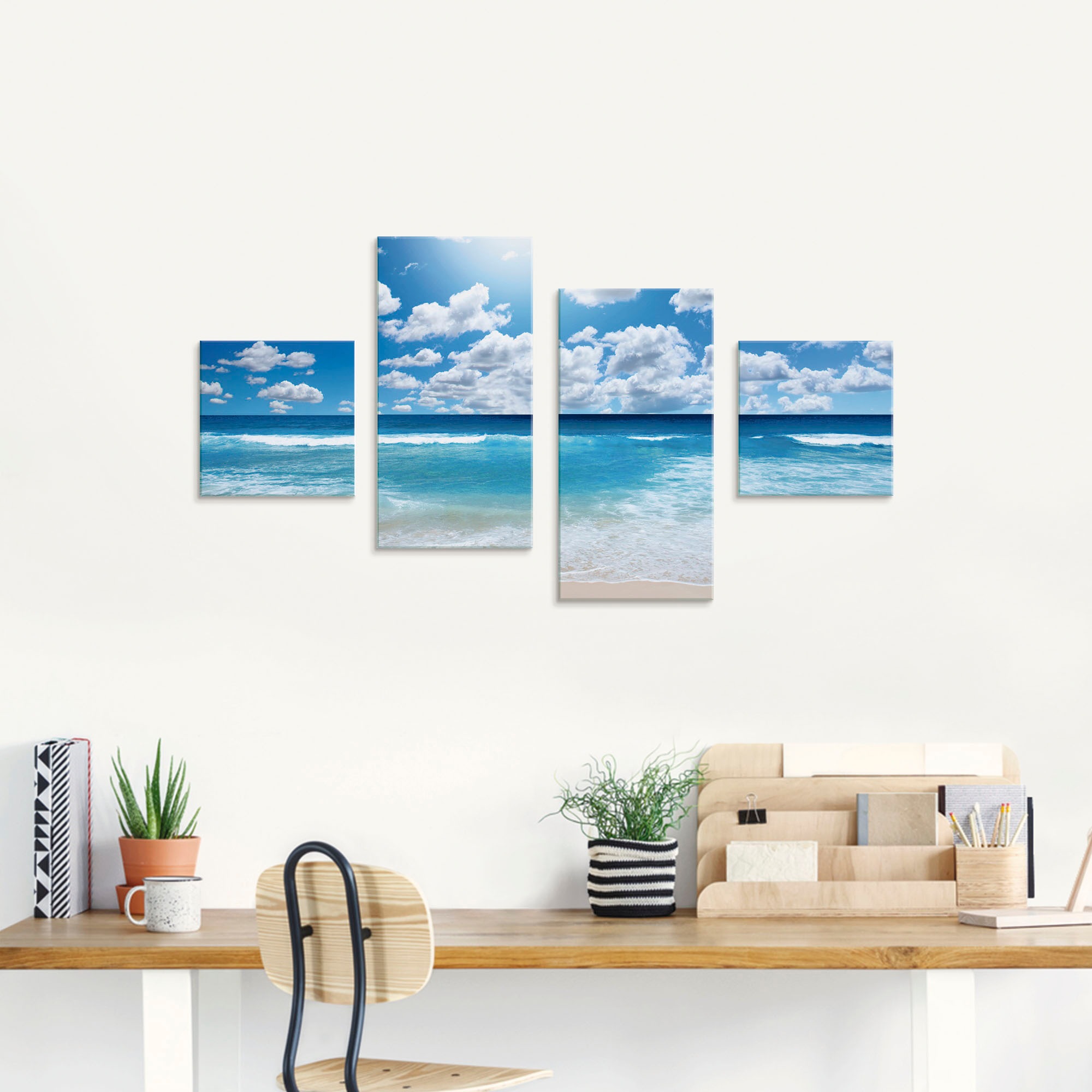 Artland Glasbild »Großartige Strandlandschaft«, Strand, (4 St.), in verschiedenen Größen