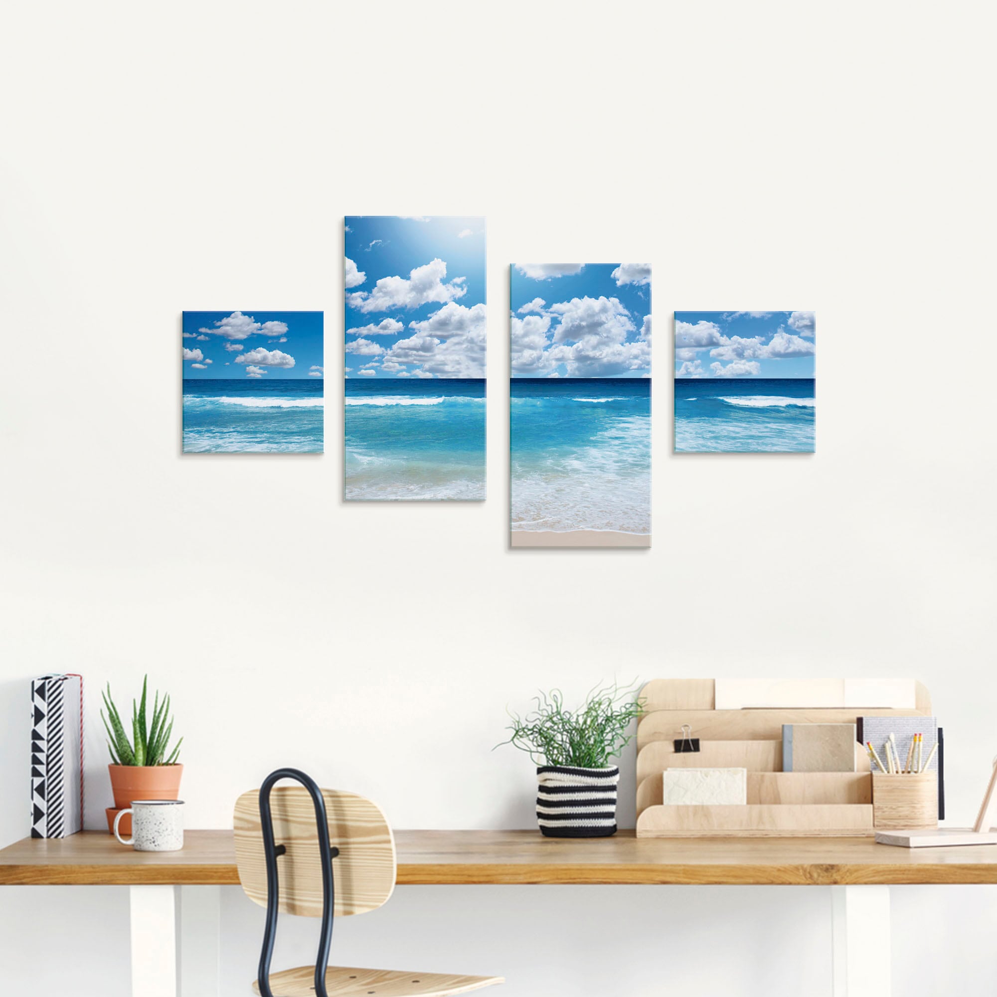 Artland Glasbild "Großartige Strandlandschaft", Strand, (4 St.), in verschi günstig online kaufen