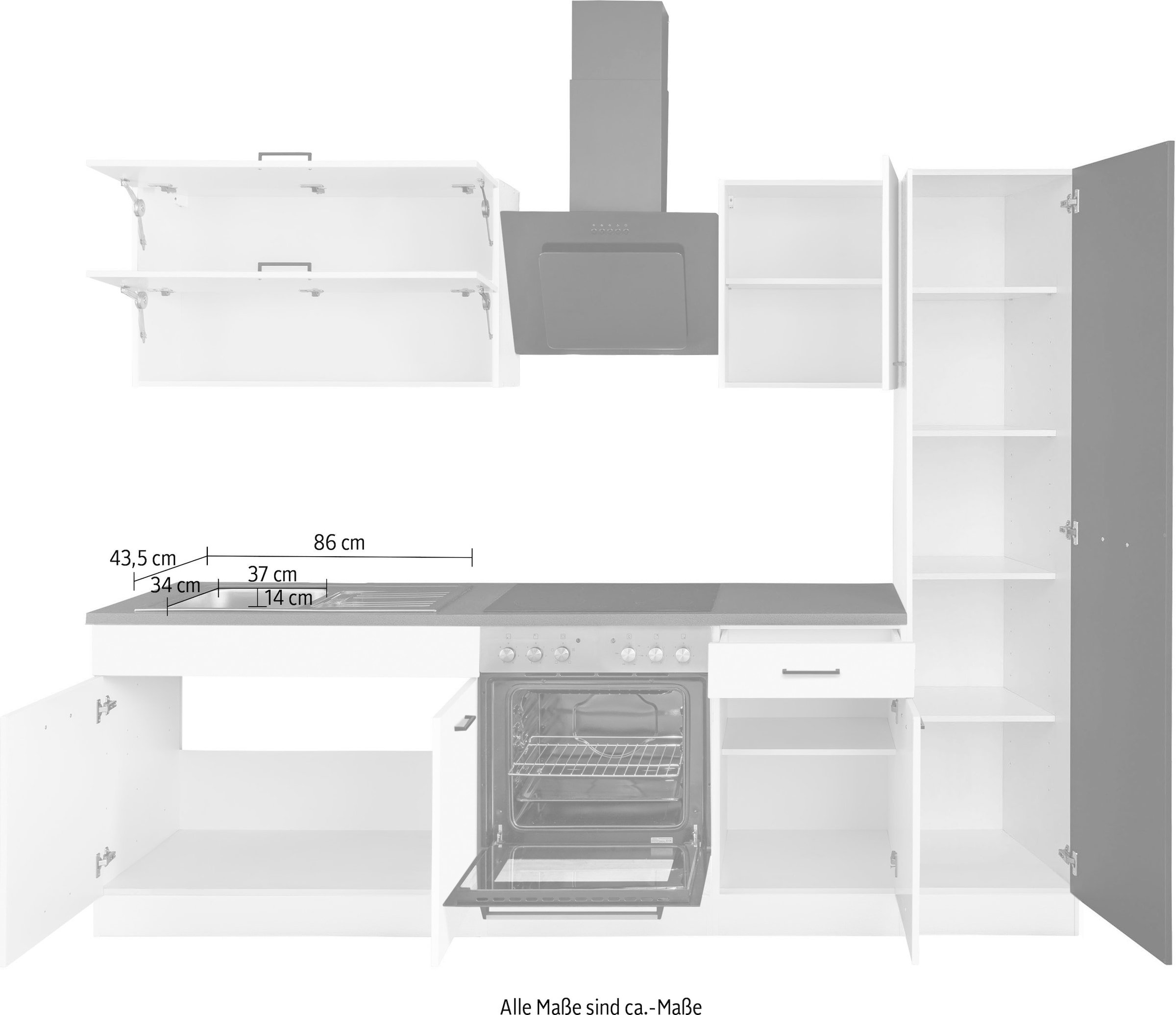 KOCHSTATION Küchenzeile »KS-Trier«, mit E-Geräten, Breite 260 cm