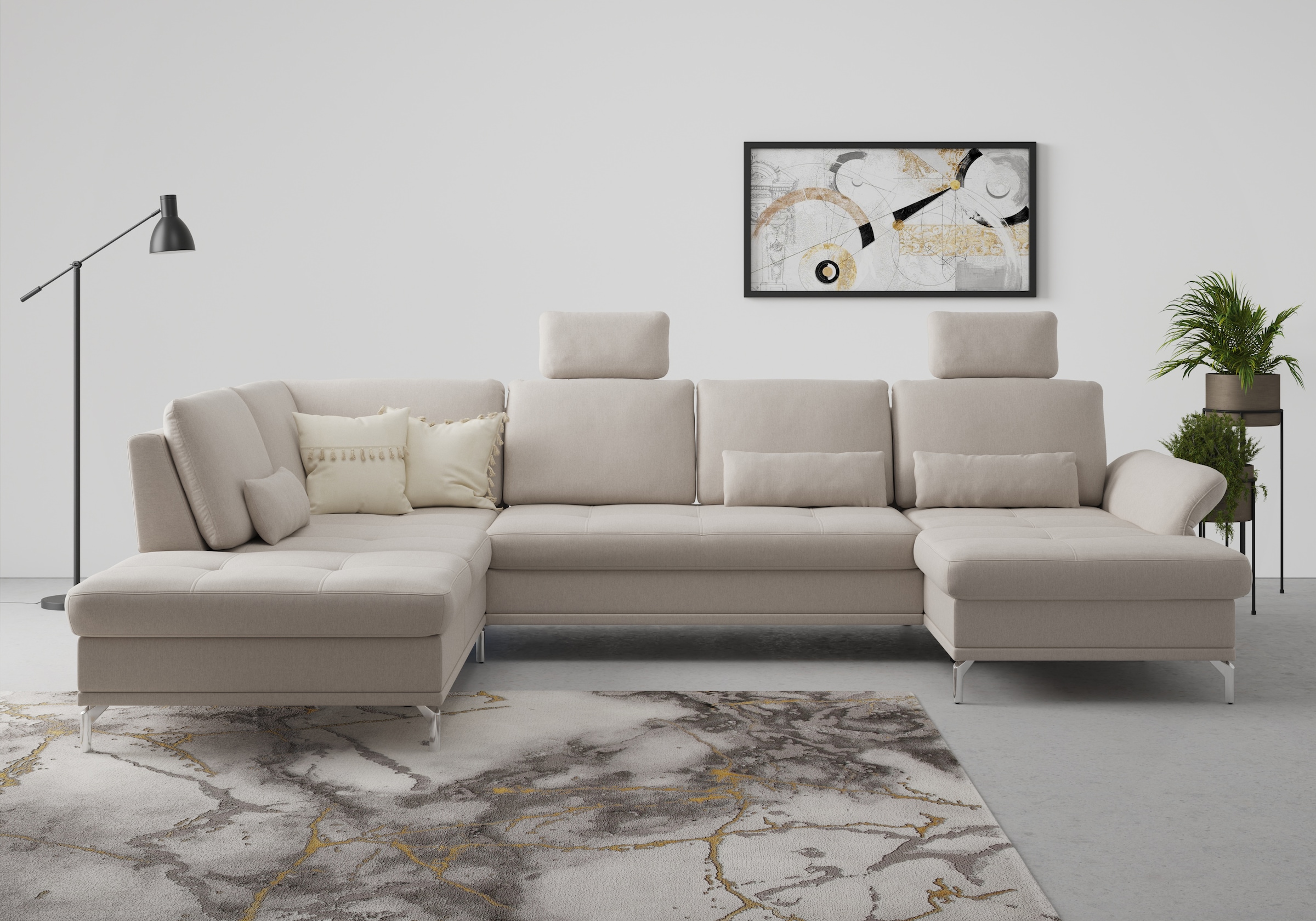 Home affaire Wohnlandschaft »Palm Beach U-Form« Federkern, mit Sitztiefenve günstig online kaufen