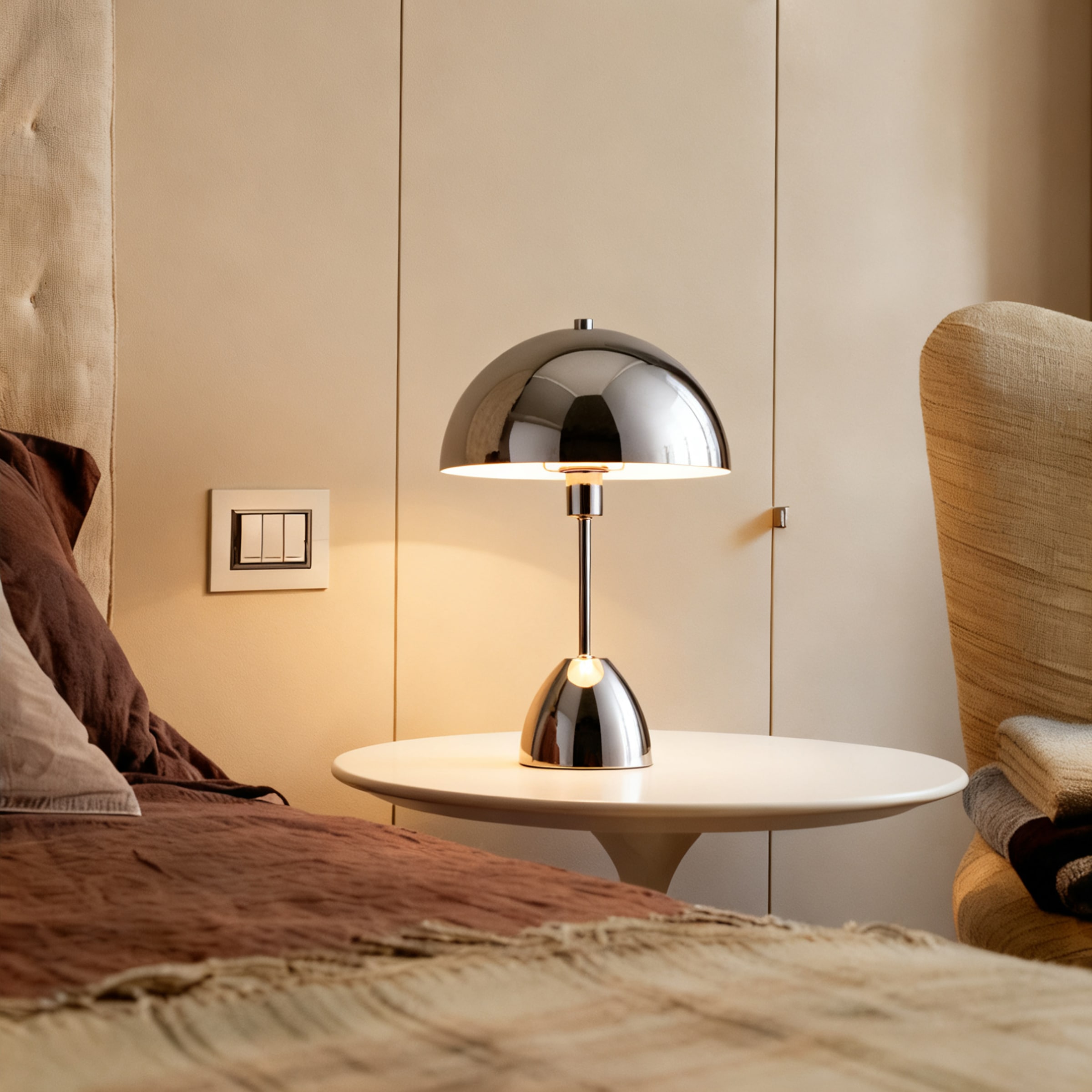 OTTO home Tischleuchte »Dorrio« E14 1 Stk. Pilzleuchte standfest Textilkabel blendfreie Nachttischleuchte