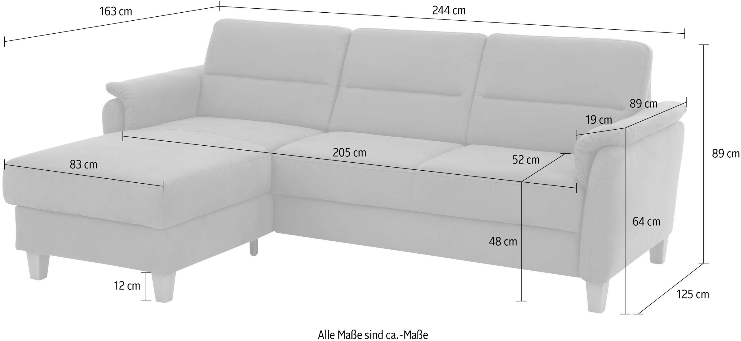Home affaire Ecksofa »Palmera L-Form«, Federkern, wahlweise mit Bettfunktion und mit/ohne Bettkasten