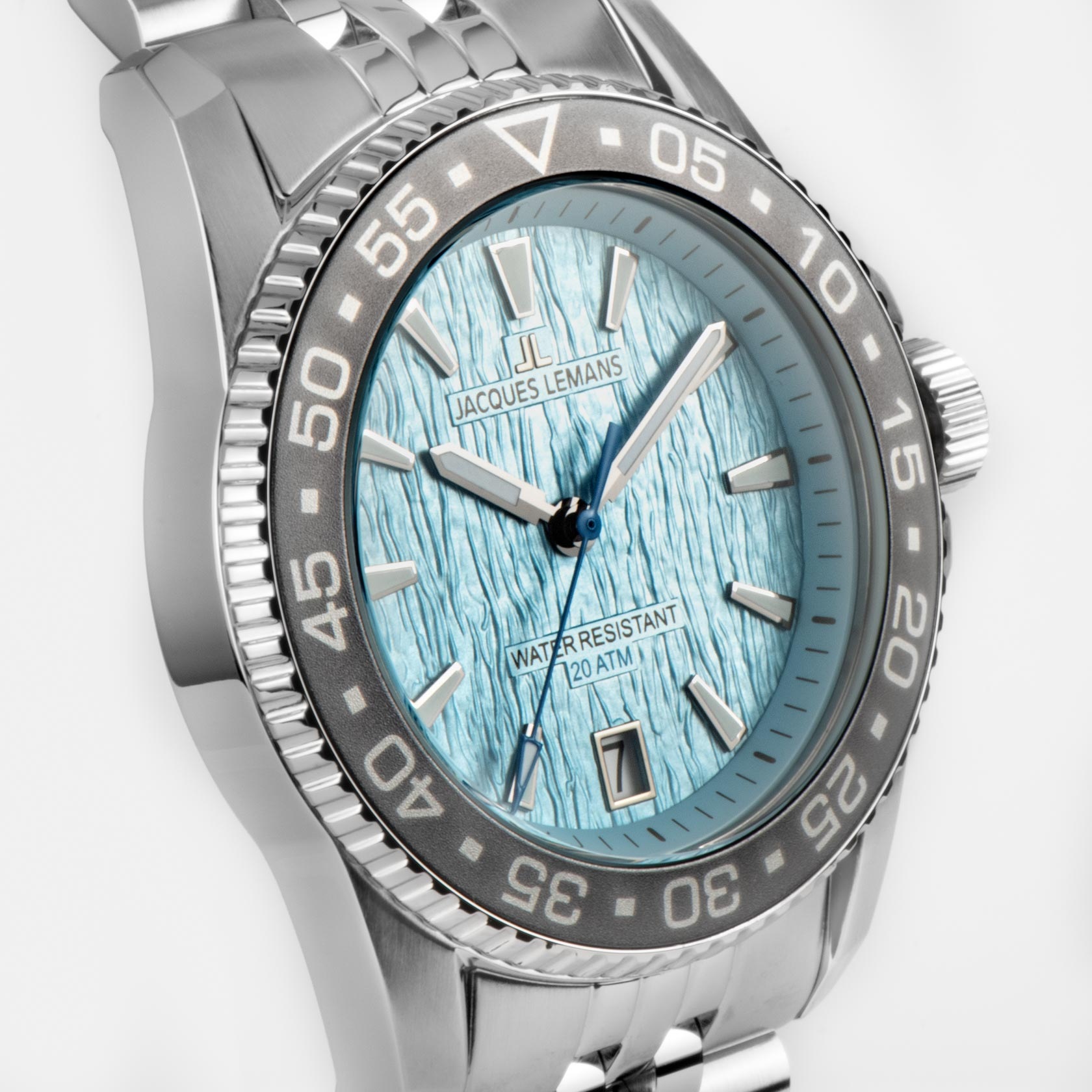 Jacques Lemans Quarzuhr »Liverpool Diver«, Armbanduhr, Herrenuhr, Edelstahlarmband, analog, Tag