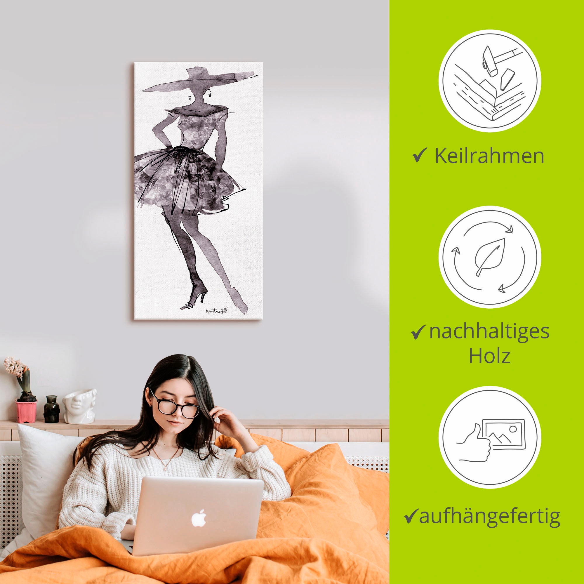Artland Leinwandbild »Mode Skizzenbuch V«, Mode, (1 St.), auf Keilrahmen gespannt