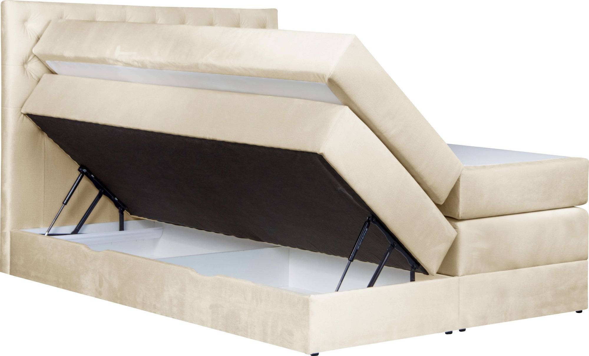 Home affaire Boxspringbett »SELJORD mit Bettkasten, Matratze und Topper, Breite 160 oder 180 cm« Bonnell- oder Taschenfederkernmatratze (H2, H3, H4), mit Knopfheftung