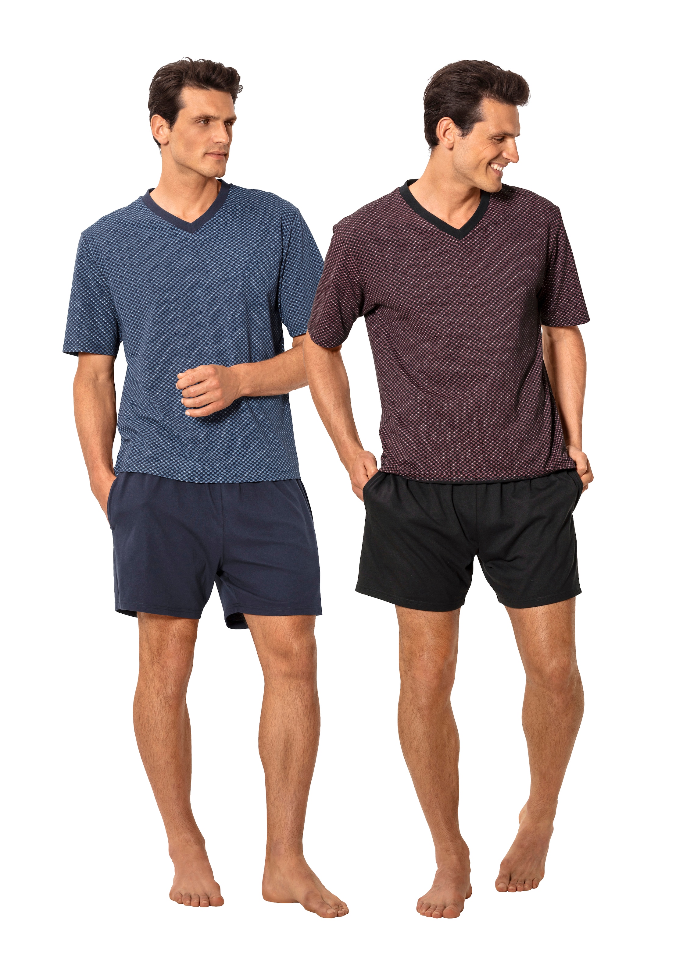 le jogger® Pyjama, (Packung, 4 tlg., 2 Stück), Schlafanzug mit Allovermuster