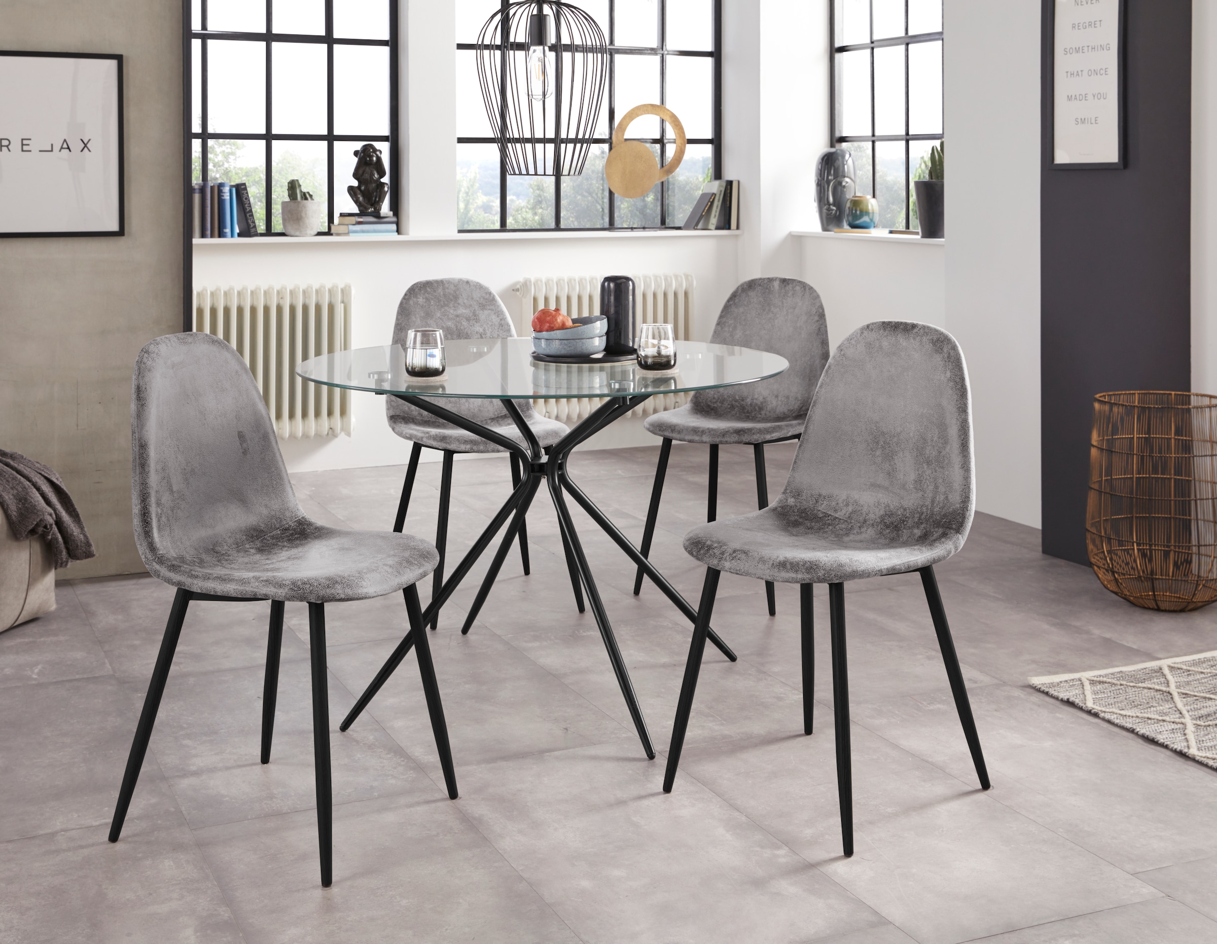 INOSIGN Glastisch »Silvi, TOPSELLER!«, (Esstisch, Glastisch), rund, Ø 110 cm, schwarzes Metallgestell