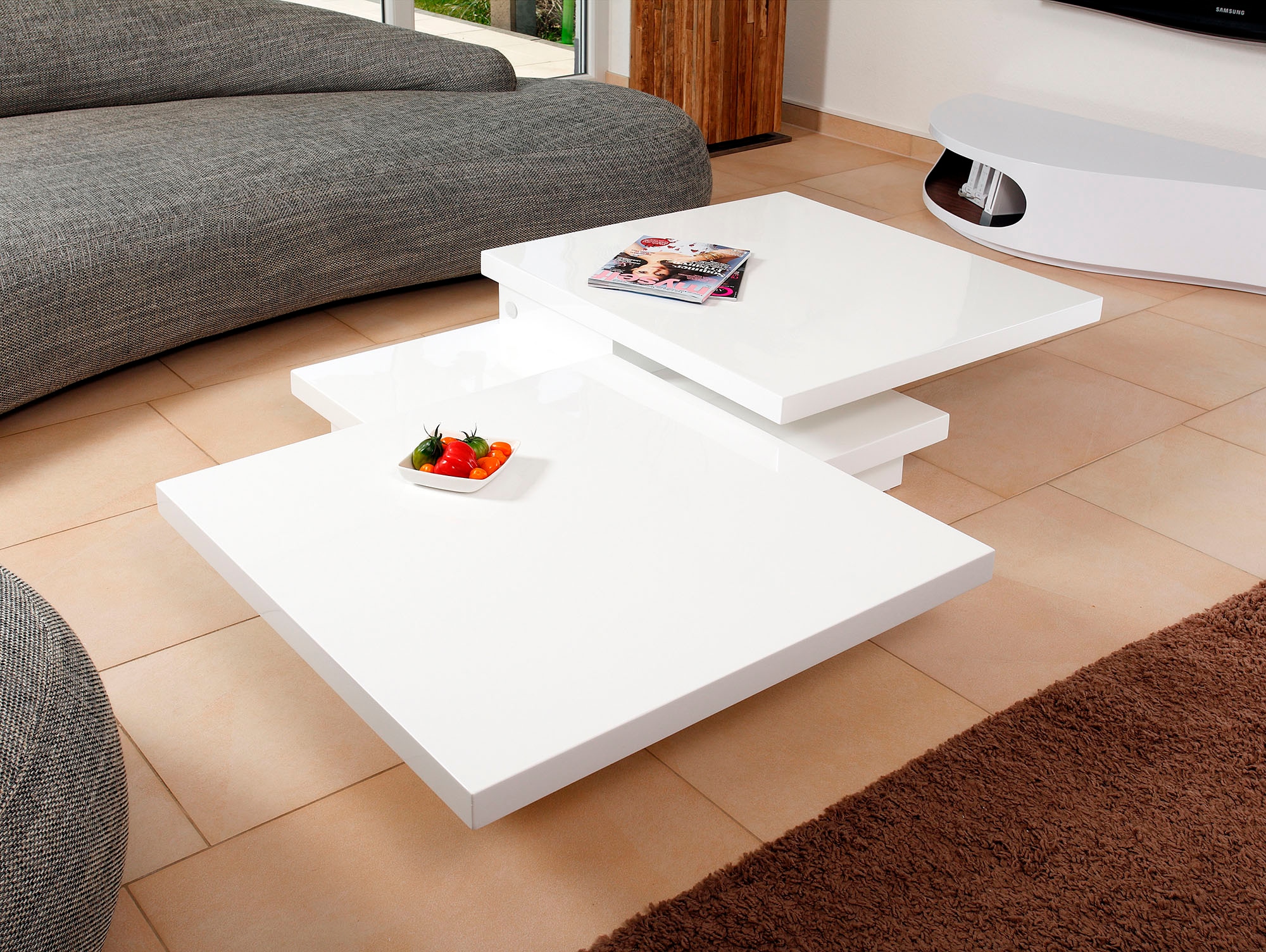 SalesFever Couchtisch »- im edlen Look« Drehbare Tischplatte - 360 Grad Fle günstig online kaufen