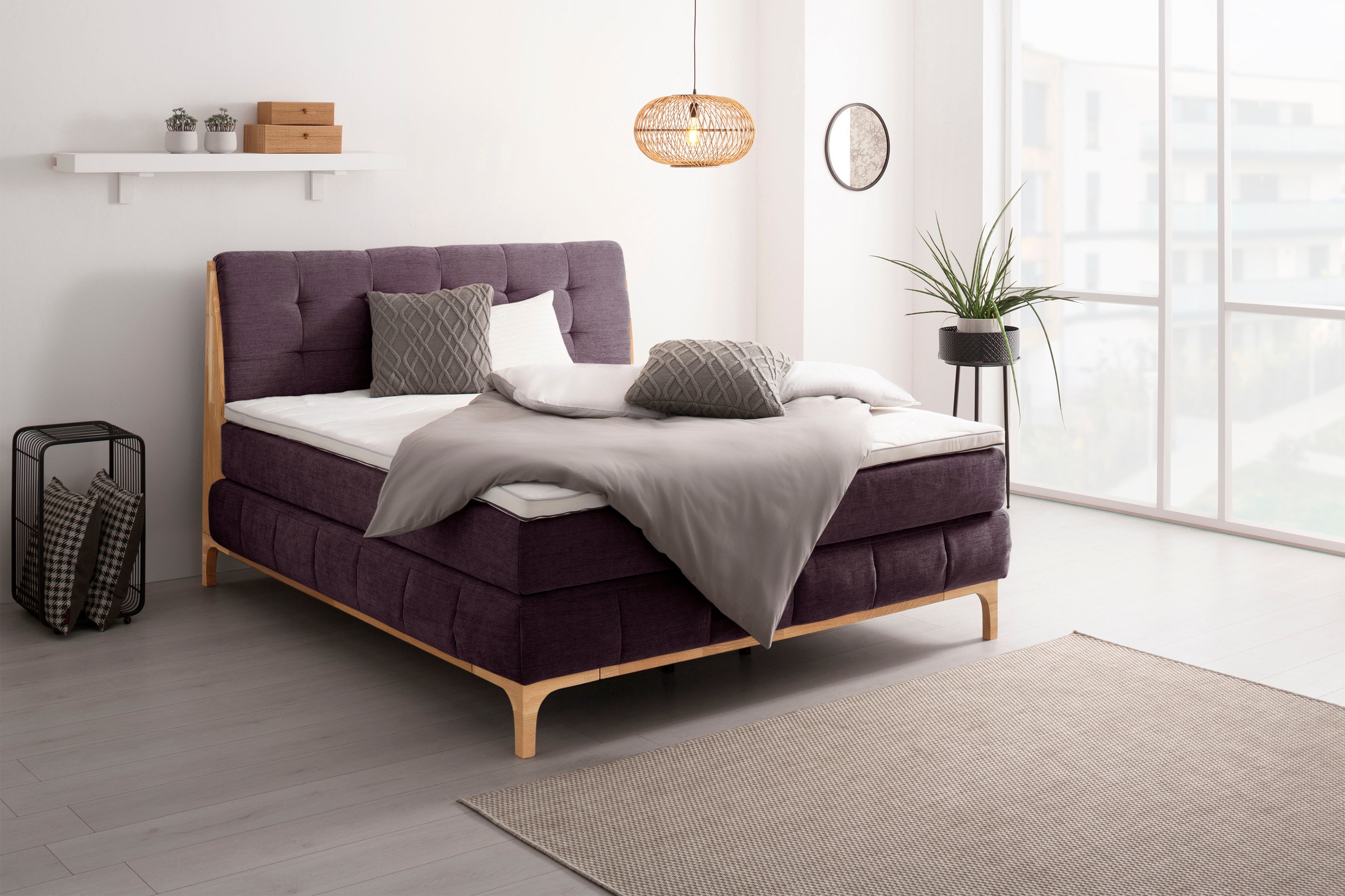 OTTO products Boxspringbett »Jelle«, (5 St.), zertifizierte, recycelte Bezugsstoffe, verschiedene Ausführungen