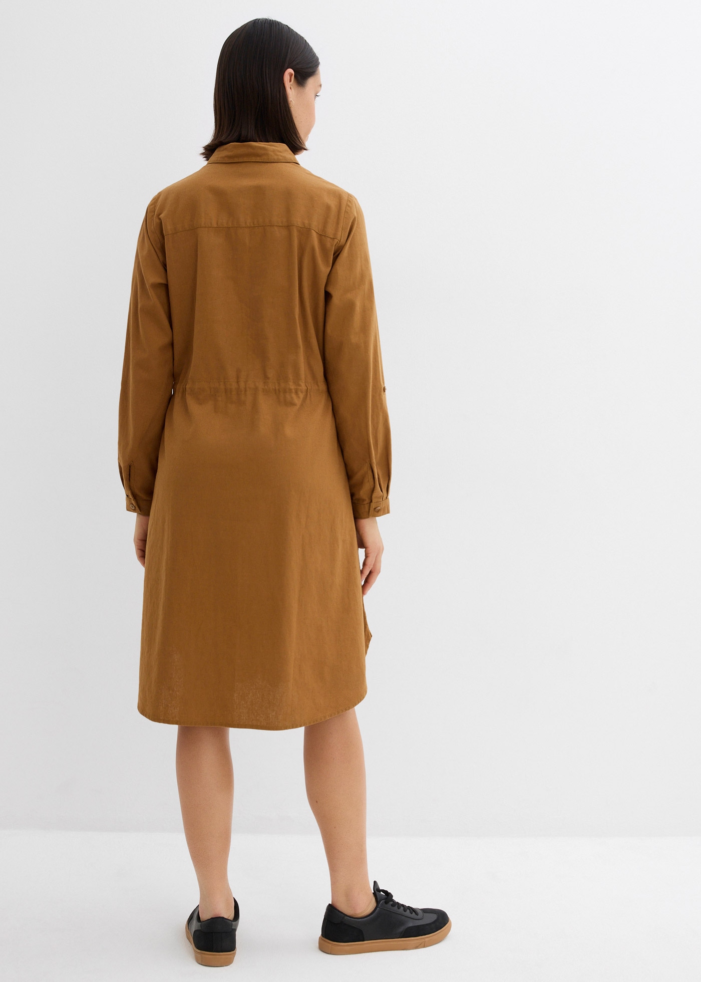 bonprix Midikleid »Hemdblusenkleid aus Leinen-Baumwoll-Mix« 1 tlg. für lässigen Look, aus Leinen-Baumwoll-Mix, in A-Linie, mit Taschen