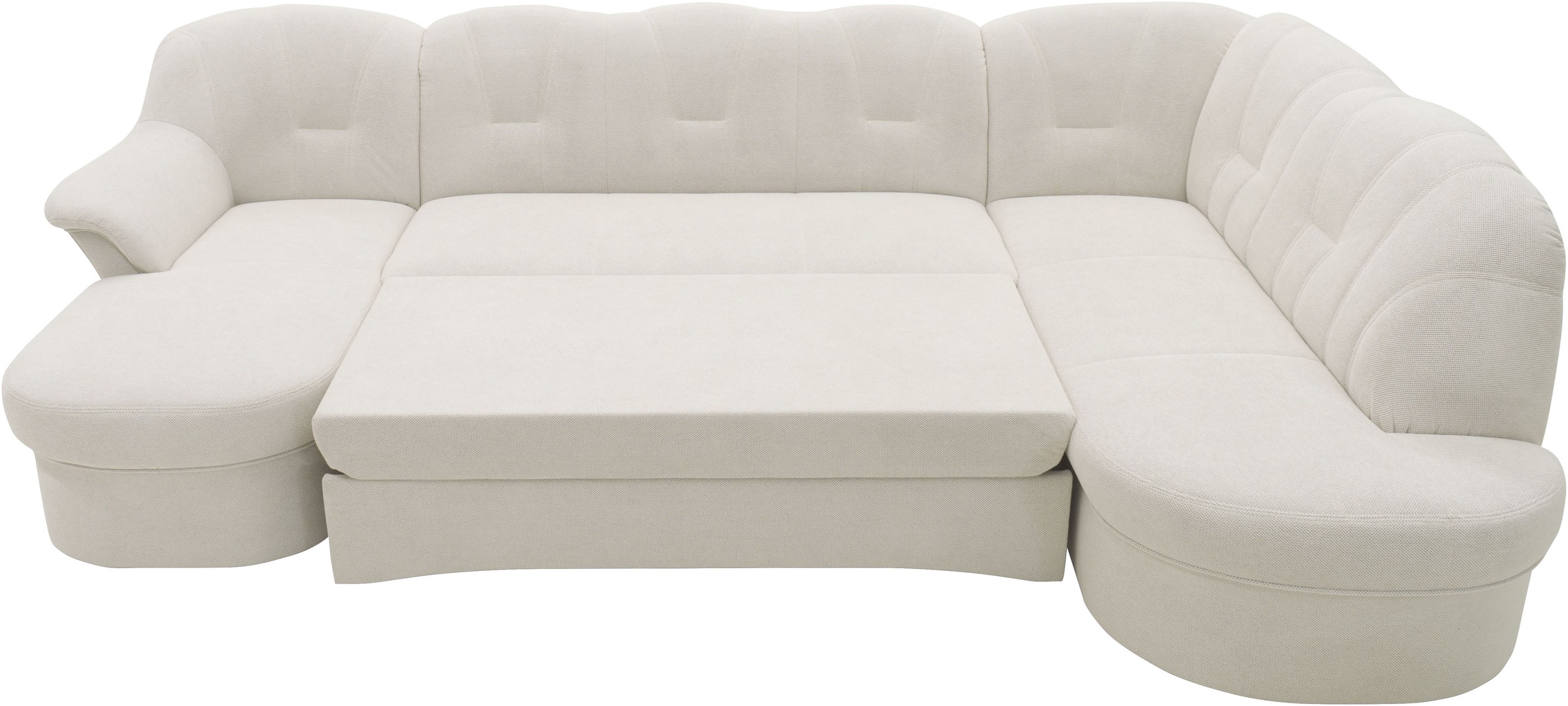 DOMO collection Wohnlandschaft »Flores auch in Leder-Bezug, B/T/H: 293/180/86 cm, U-Form«, (3 St.), wahlweise mit Bettfunktion, wahlweise mit Federkern