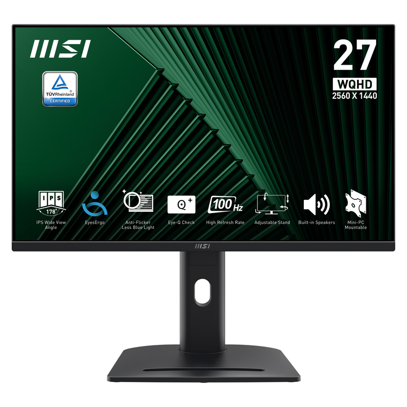 MSI LED-Monitor »PRO MP275QPG« 69 cm/27 ′′ 2560 x 1440 px WQHD 1 Reaktionszeit 100 Hz dreh-, neig-, schwenk-, höhenverstellbar, Speaker schwarz...