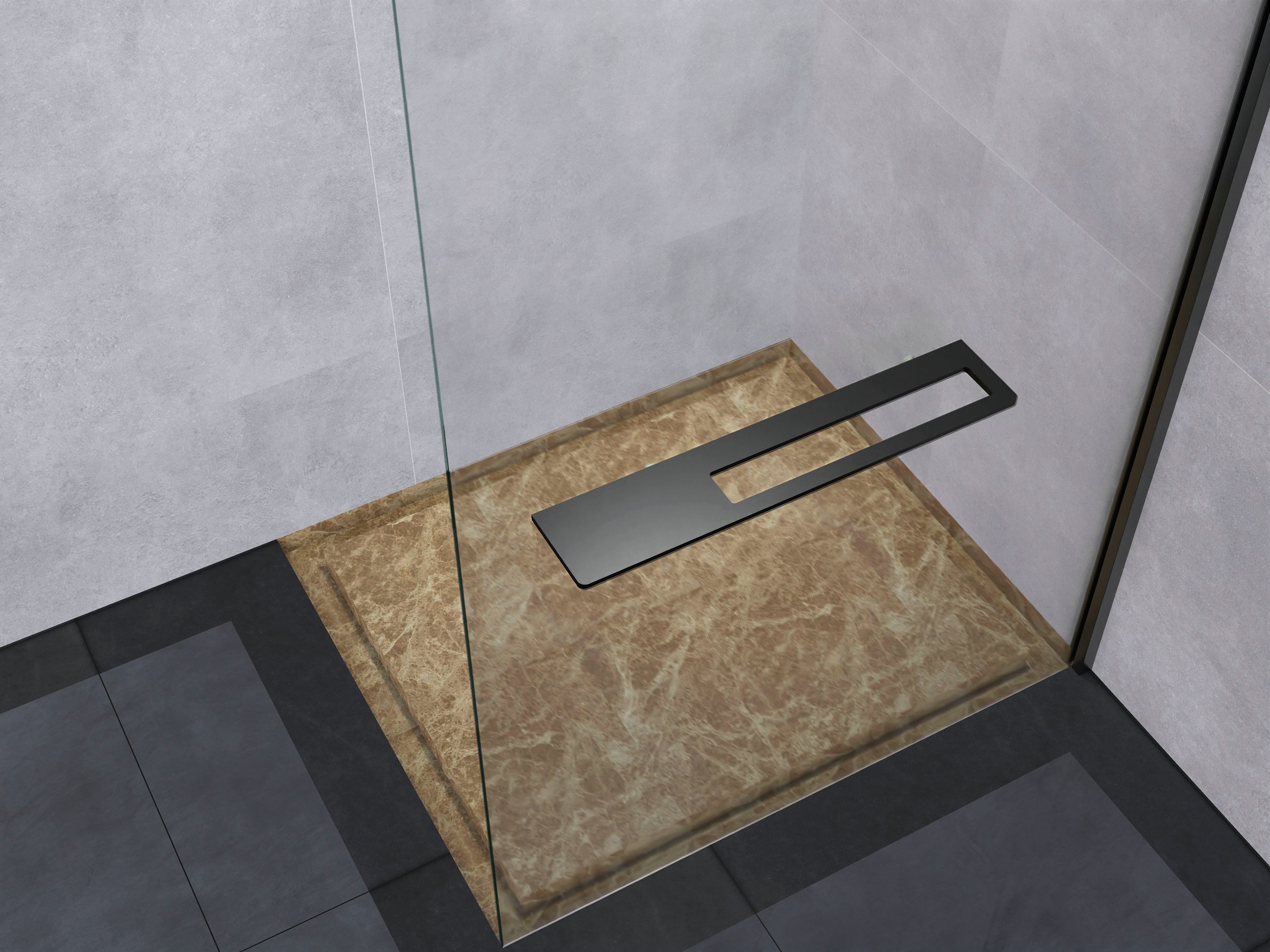 welltime Walk-in-Dusche »Plus«, Duschwand inkl. Ablage mit Handtuchhalter, mit Aluminium-Wandprofil