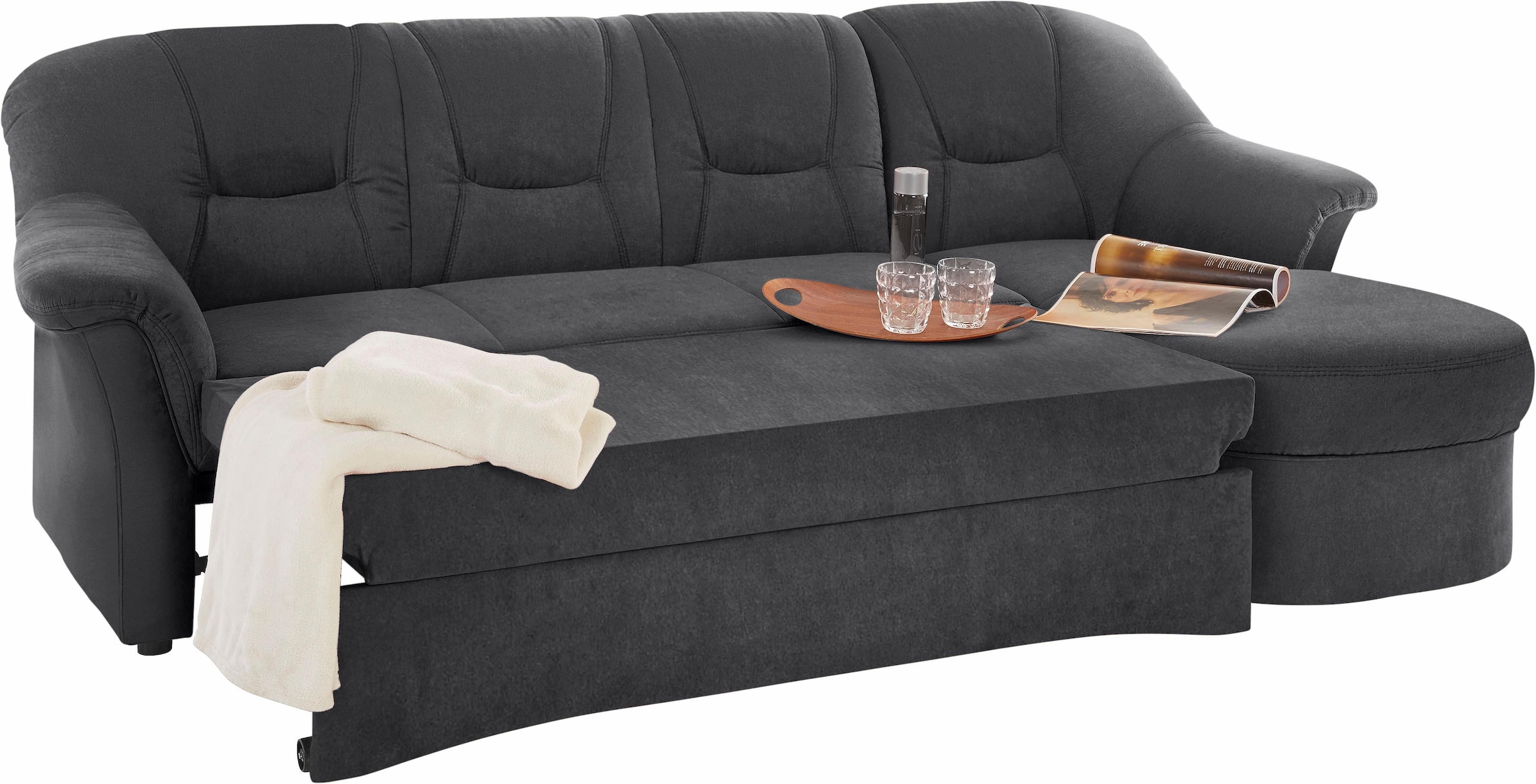 DOMO collection Ecksofa »Sarafina L-Form«, wahlweise mit Bettfunktion, optional mit Federkern