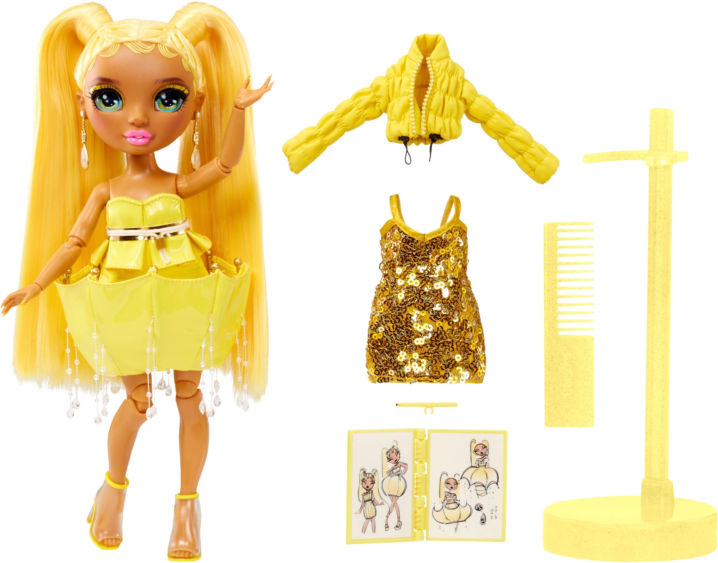 RAINBOW HIGH Anziehpuppe »Rainbow High Fantastic Fashion - Sunny (yellow)«, inklusive 2. Outfit