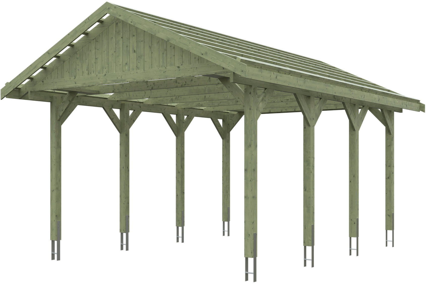 Skanholz Einzelcarport »Wallgau«, Nadelholz, 340 cm, Grün, 430x600cm, mit Dachlattung