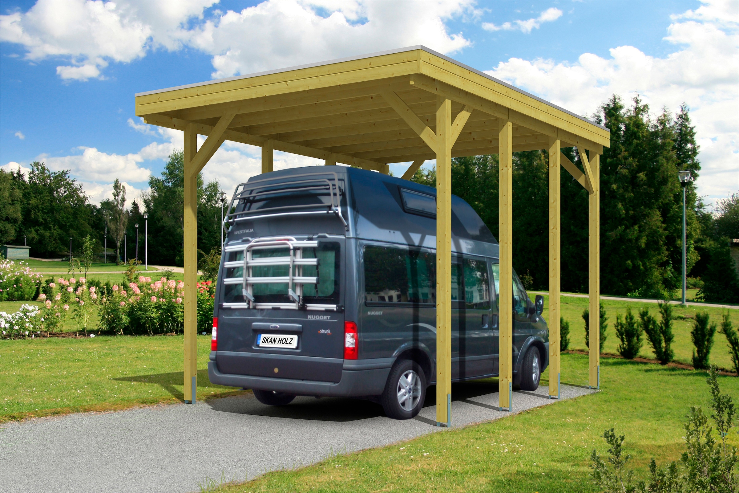 Skanholz Einzelcarport »Friesland«, Holz, 355 cm, grün, für Caravan