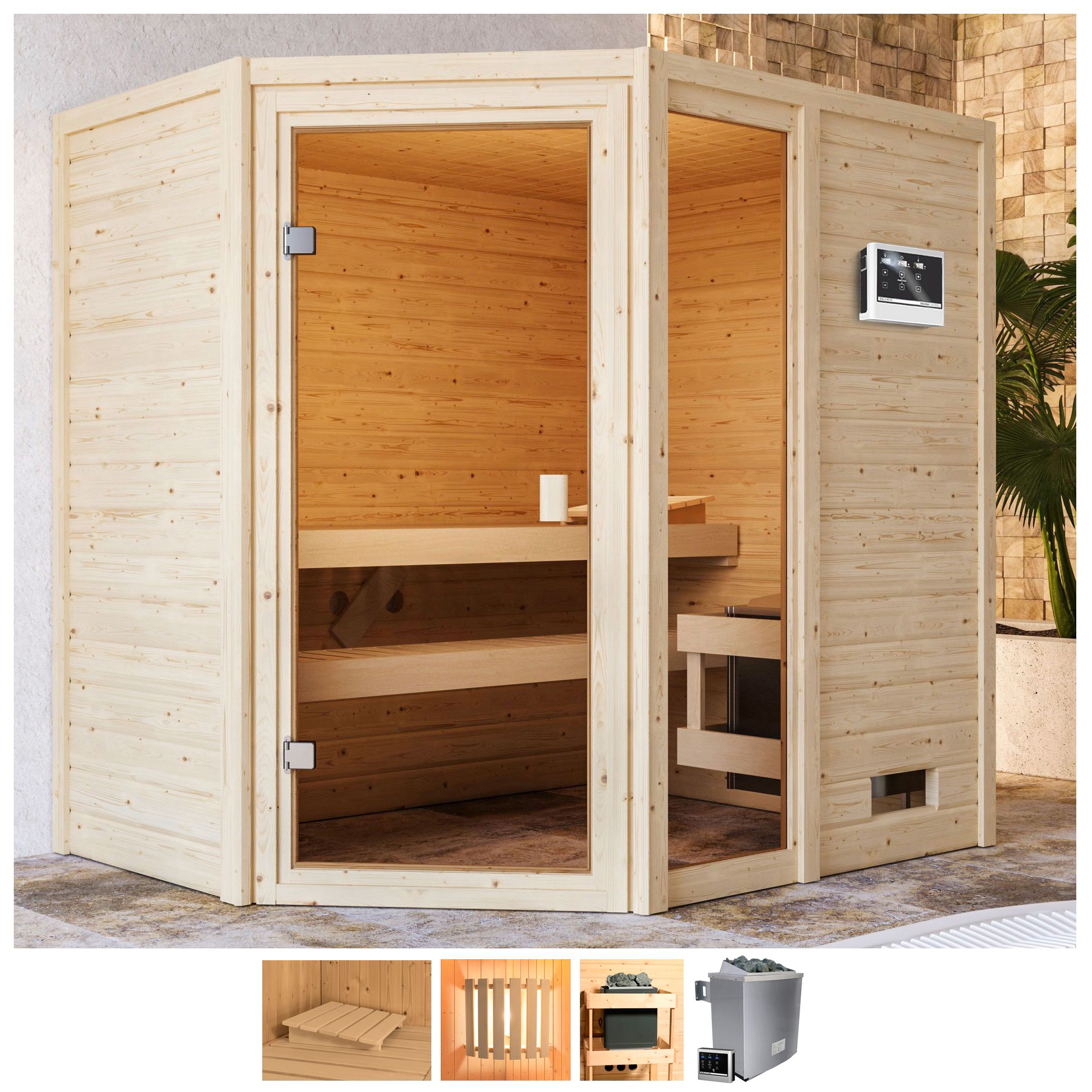 welltime Sauna »Josie«, 9-kW-Ofen mit ext. Steuerung günstig online kaufen