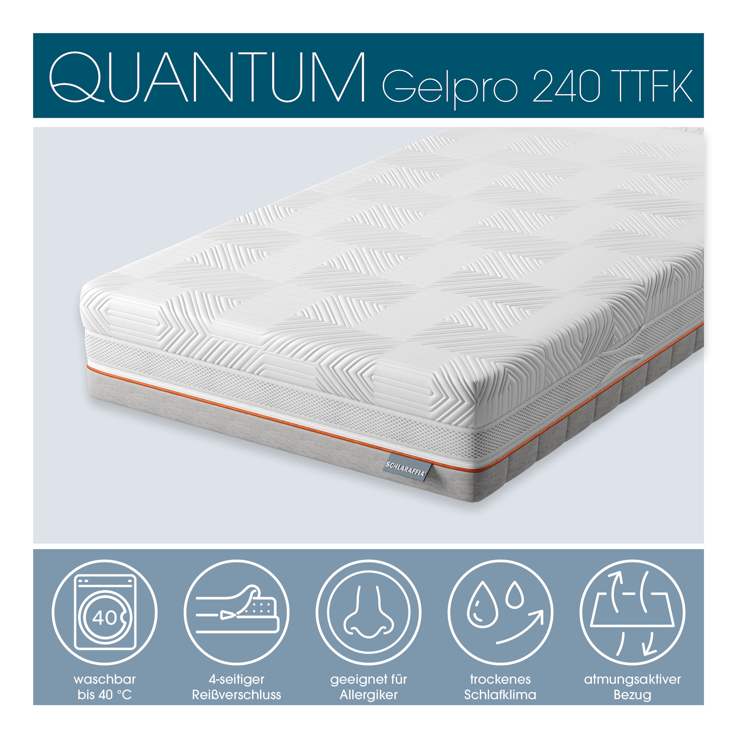 Schlaraffia Taschenfederkernmatratze »GelPro Quantum 240, 1000 Taschenfedern (bei 100x200 cm), atmungsaktiv« 24 cm hoch 1.000 Federn 1 Stk. tlg. patentierte Rhombo-therm Technologie, Matratze 90x200,  140x200 cm