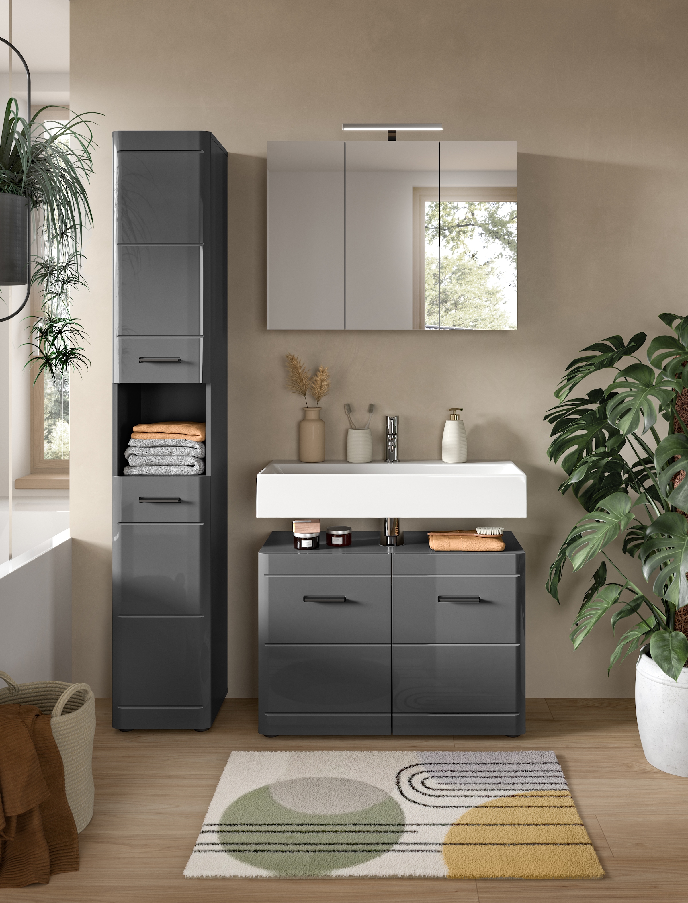 welltime Badmöbel-Set »Doux, bestehend aus: 2x Hochschrank, Waschbeckenunte günstig online kaufen